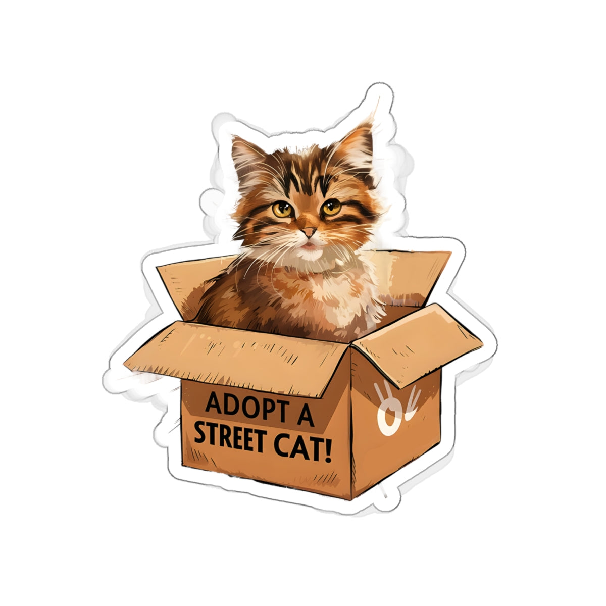 Cute Cat Cartoon Adopt a Street Cat Kiss-cut Stickers