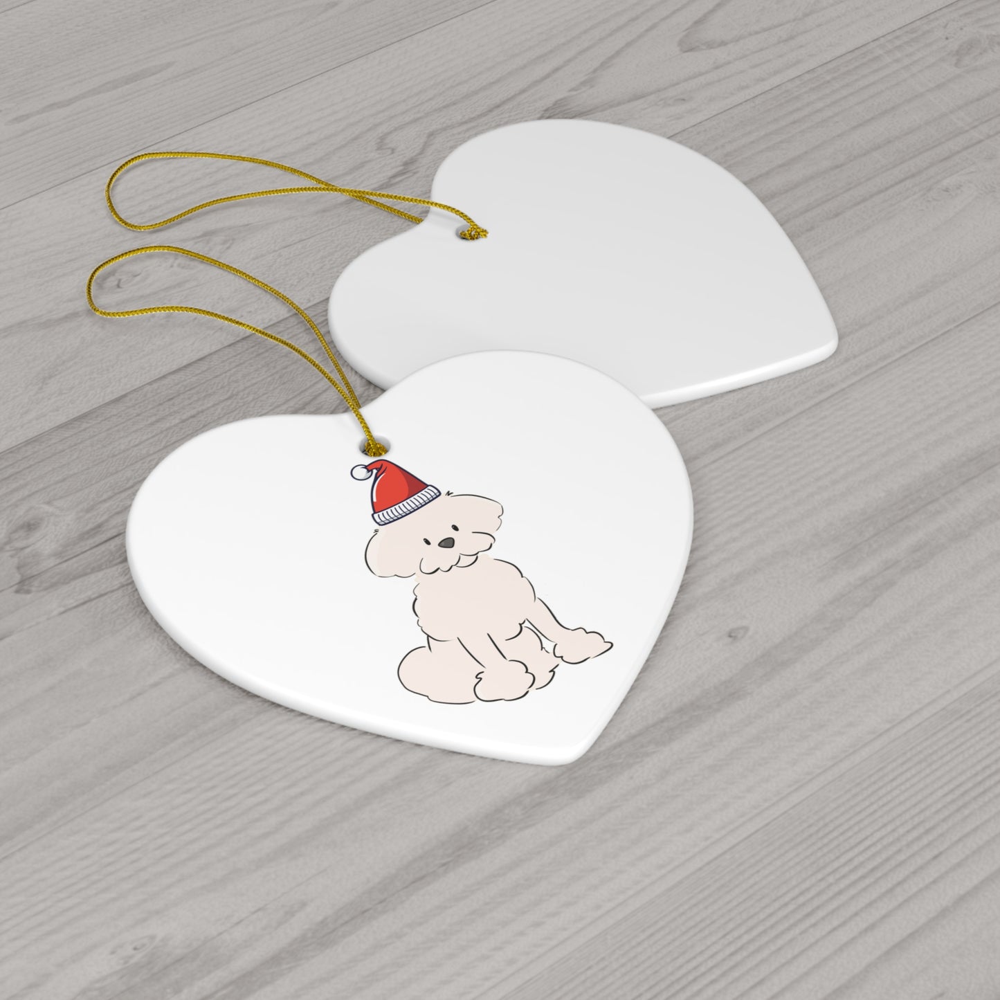 Cheeky Bichon Christmas Ceramic Ornament, 4 Shapes