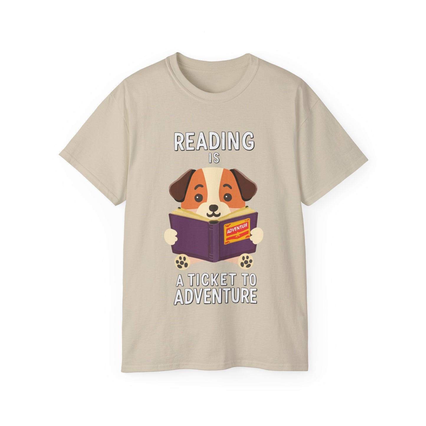 Cute Cartoon Reading is a Ticket to Adventure Unisex Organic T-Shirt