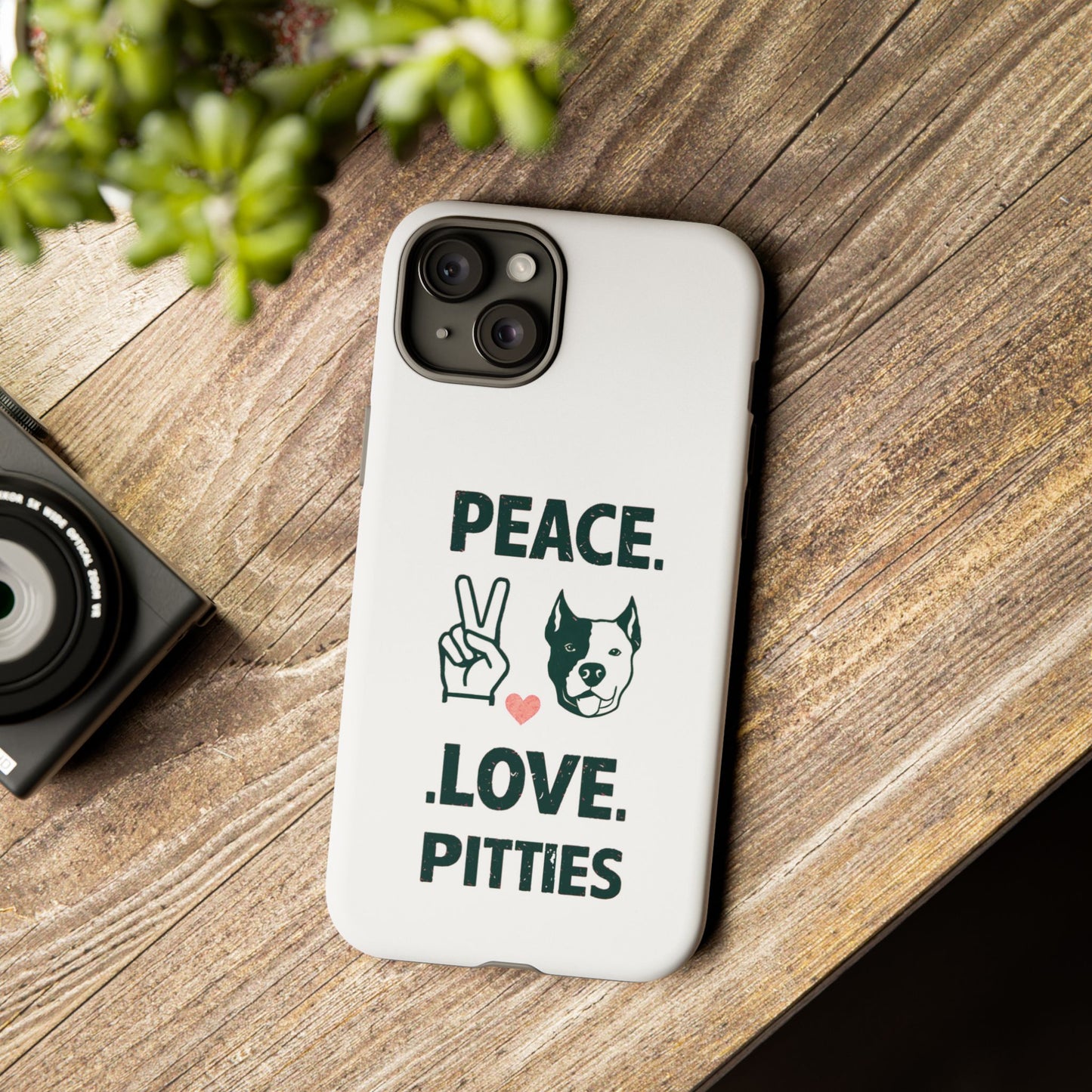 Cute Dog Cartoon Peace Love Pitties iPhone Tough Cases