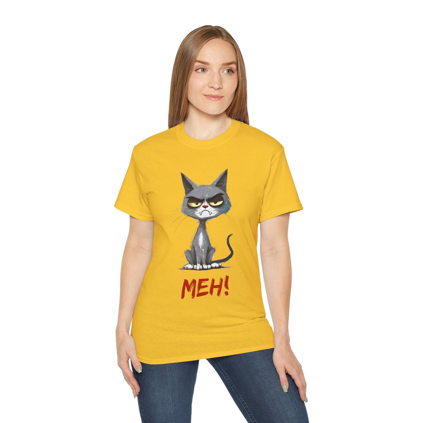 Cute Funny Cartoon Meh Cat Meme Unisex Tee