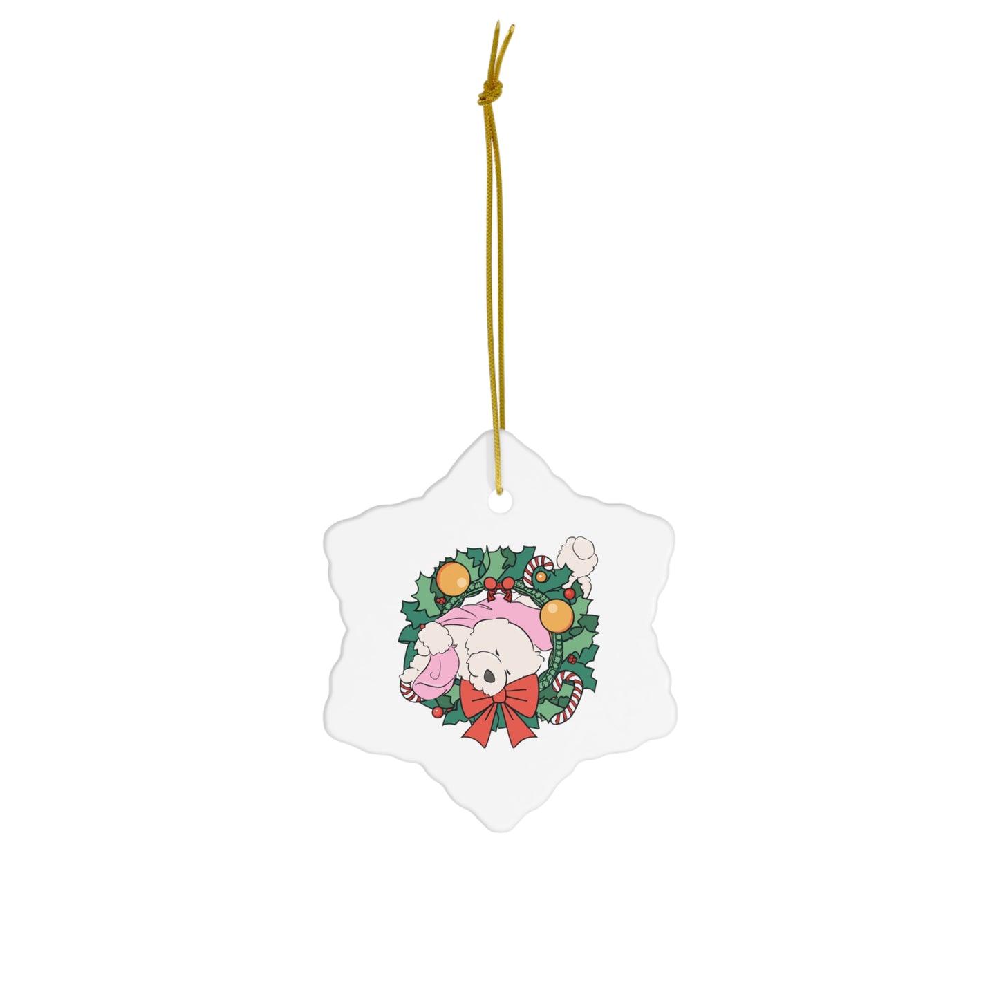 Cheeky Bichon Christmas Ceramic Ornament, 4 Shapes