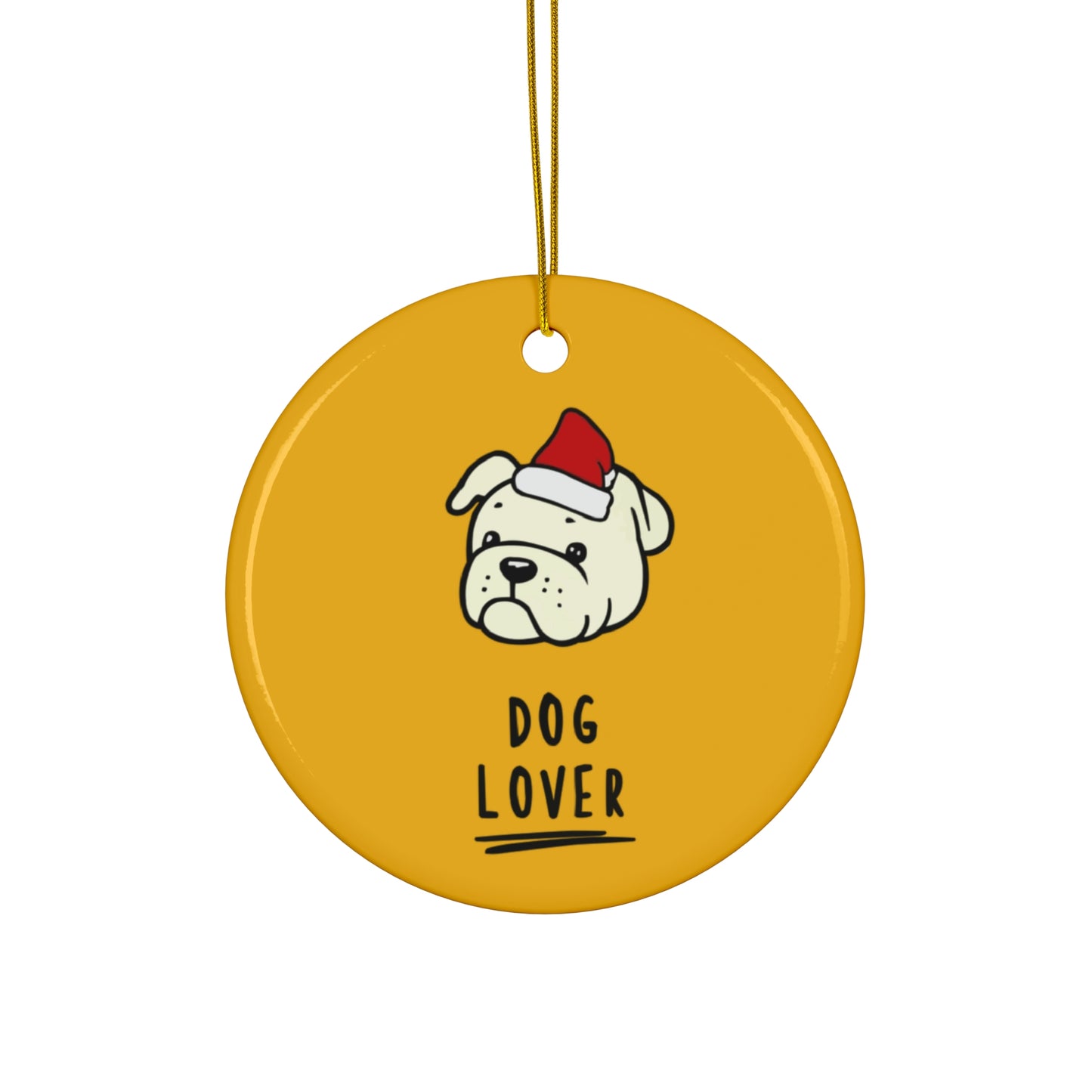 Cute Dog Lover Pug Santa Ceramic Ornament