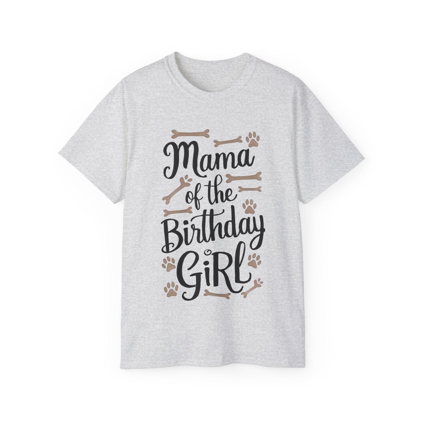 Cute Mama of the Birthday Girl Paw Print Organic T-Shirt