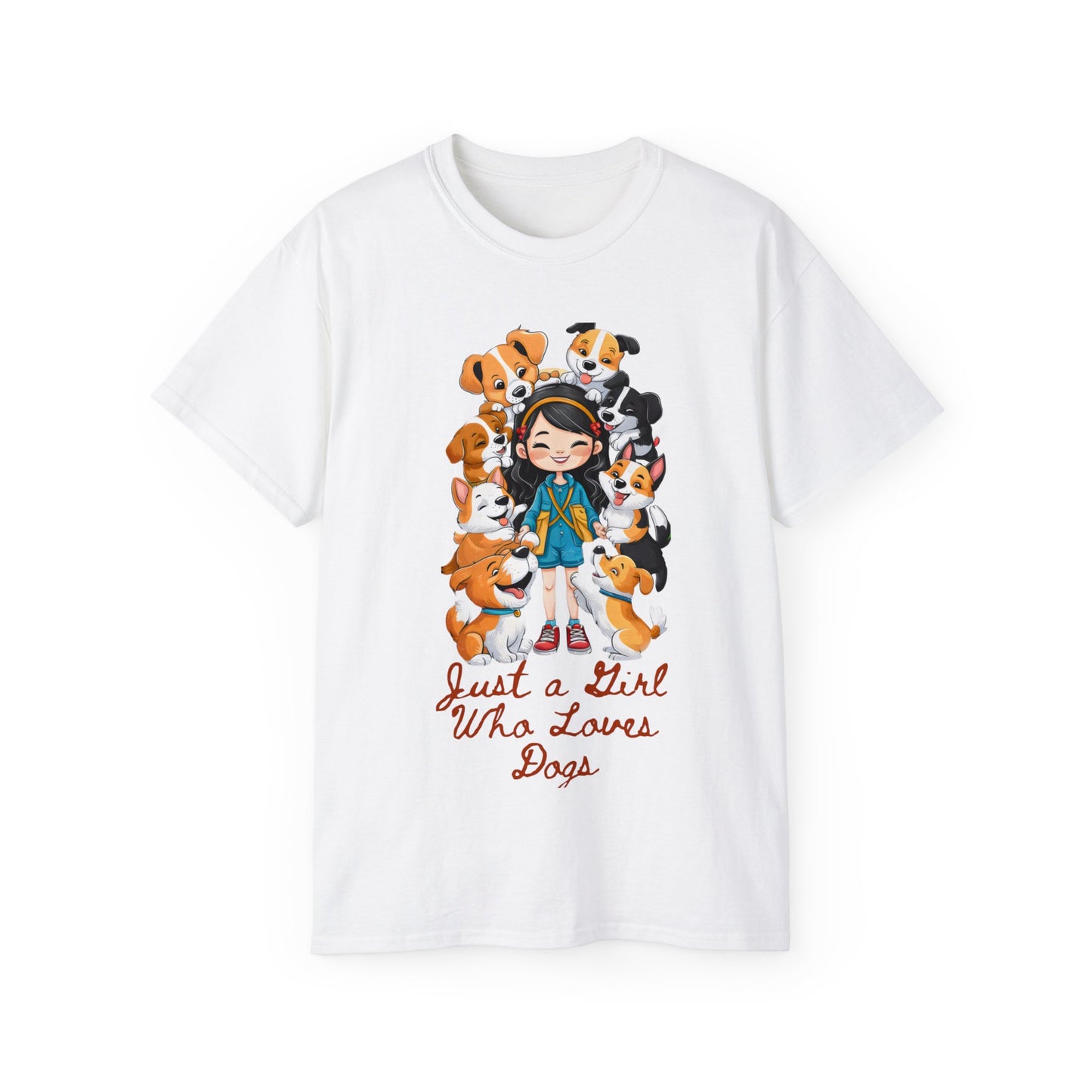 Cute Cartoon Just a Girl Who Loves Dogs Organic T-Shirt