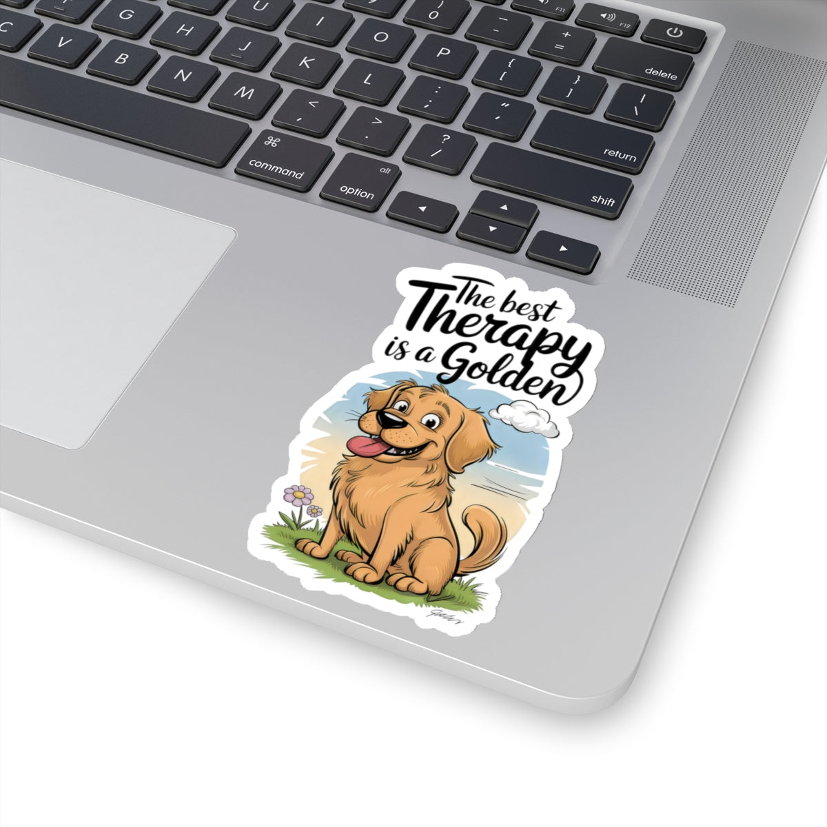 Cute Dog Cartoon The Best Therapy is a Golden Kiss-cut Stickers