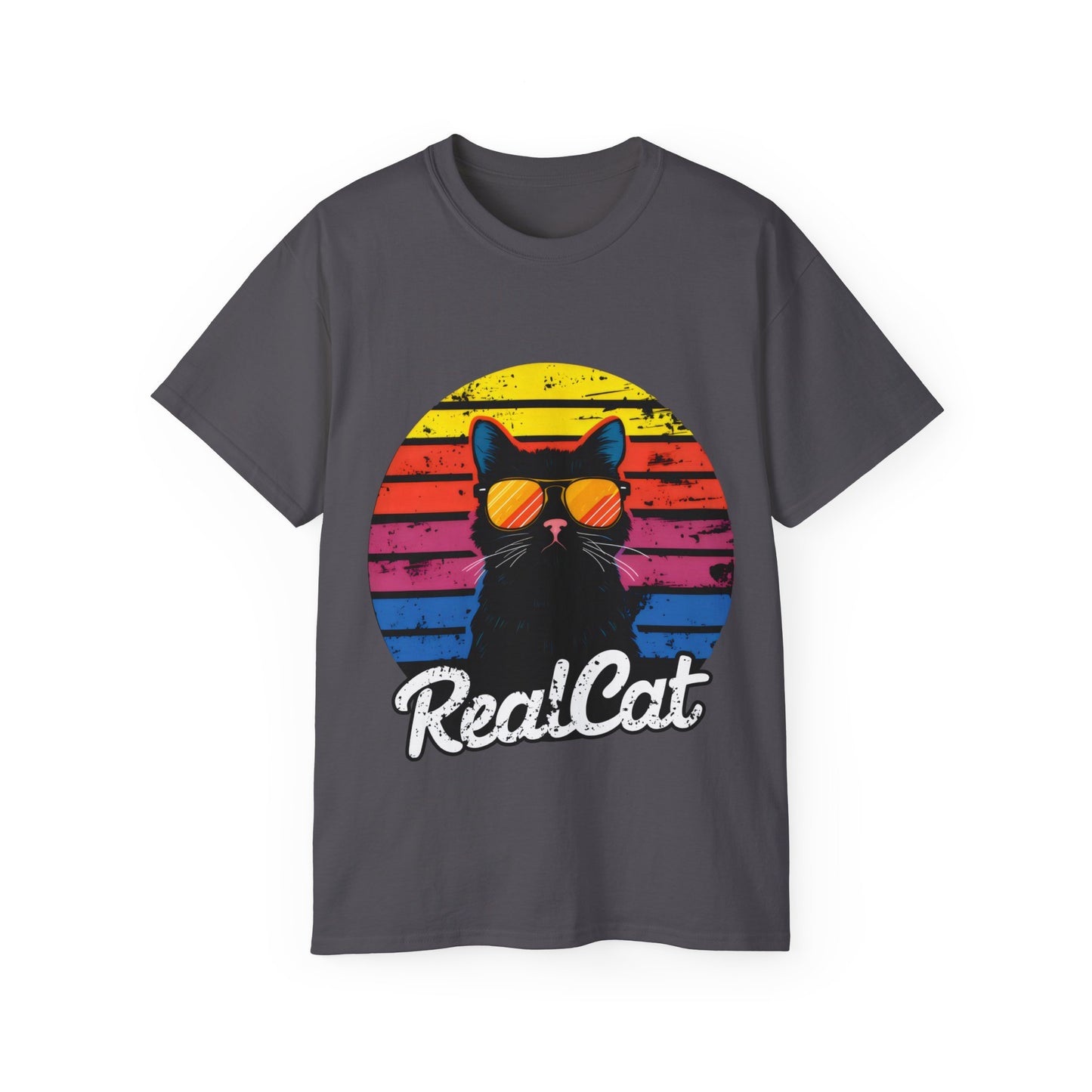 Cute Funny Cartoon Real Cat Unisex Organic T-Shirt