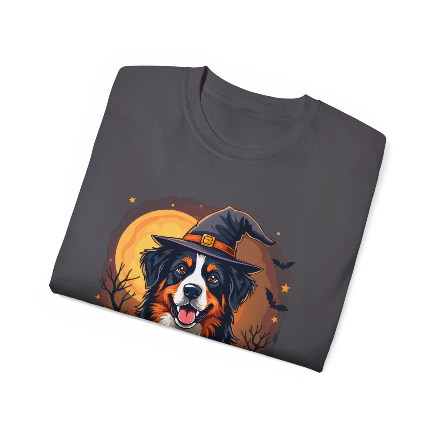 Dog Cartoon Too Cute to Spook Halloween Unisex Organic T-Shirt