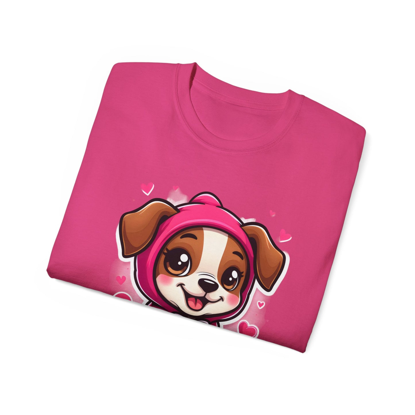 Cute Dog Cartoon In October We Wear Pink Unisex Organic T-Shirt