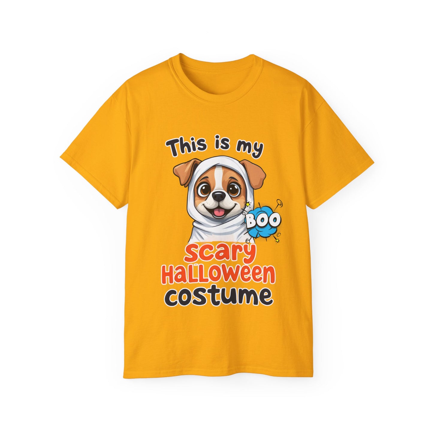 Cute Funny Dog Cartoon This is My Scary Halloween Costume Unisex Organic T-Shirt