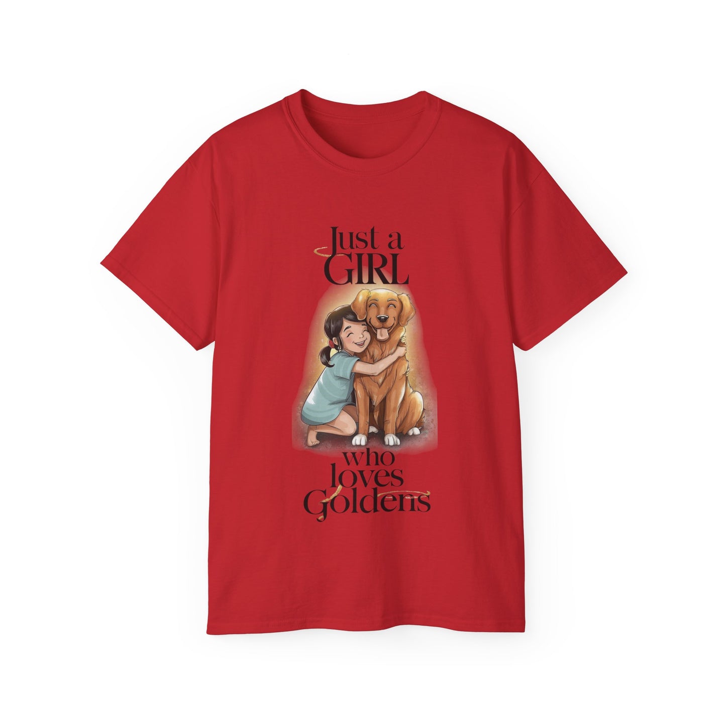 Cute Dog Cartoon Just a Girl Who Loves Goldens Unisex Organic T-Shirt