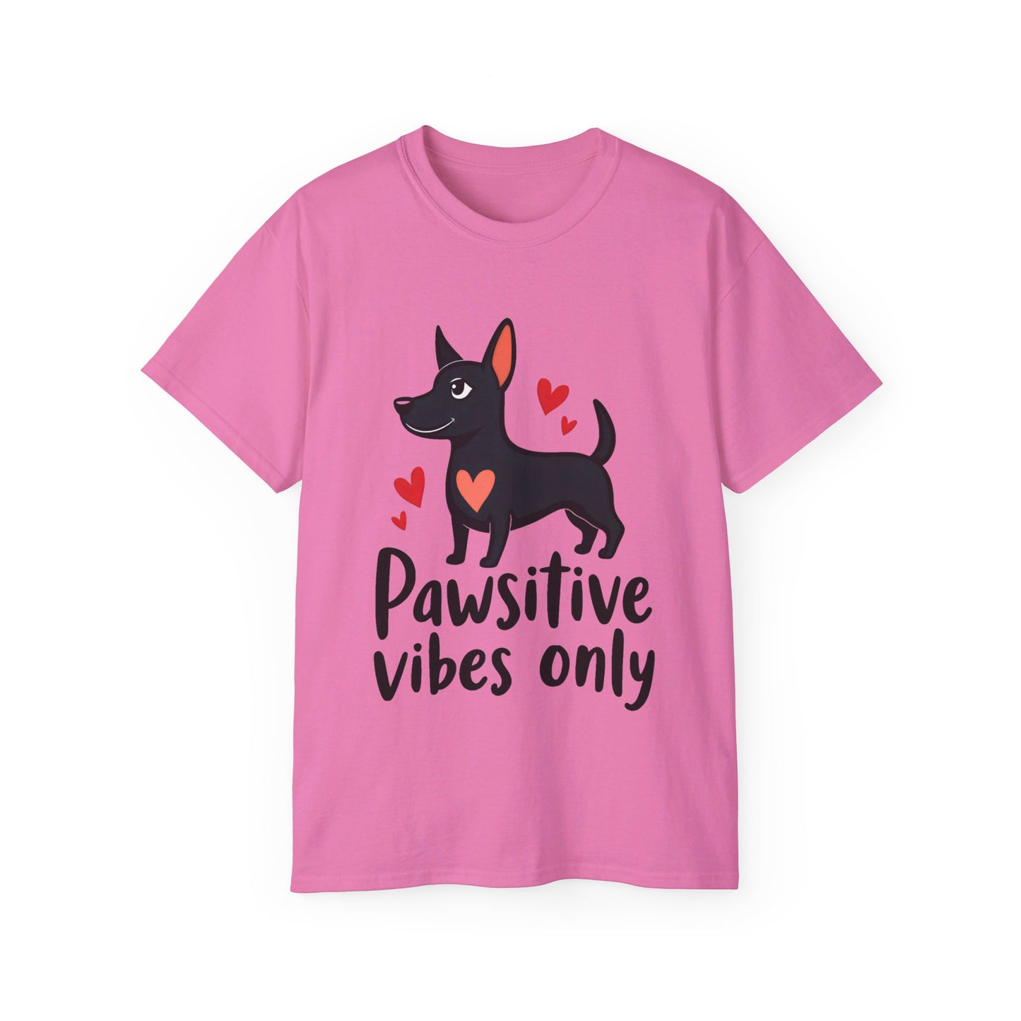 Cute Dog Cartoon Pawsitive Vibes Only Unisex Organic T-Shirt