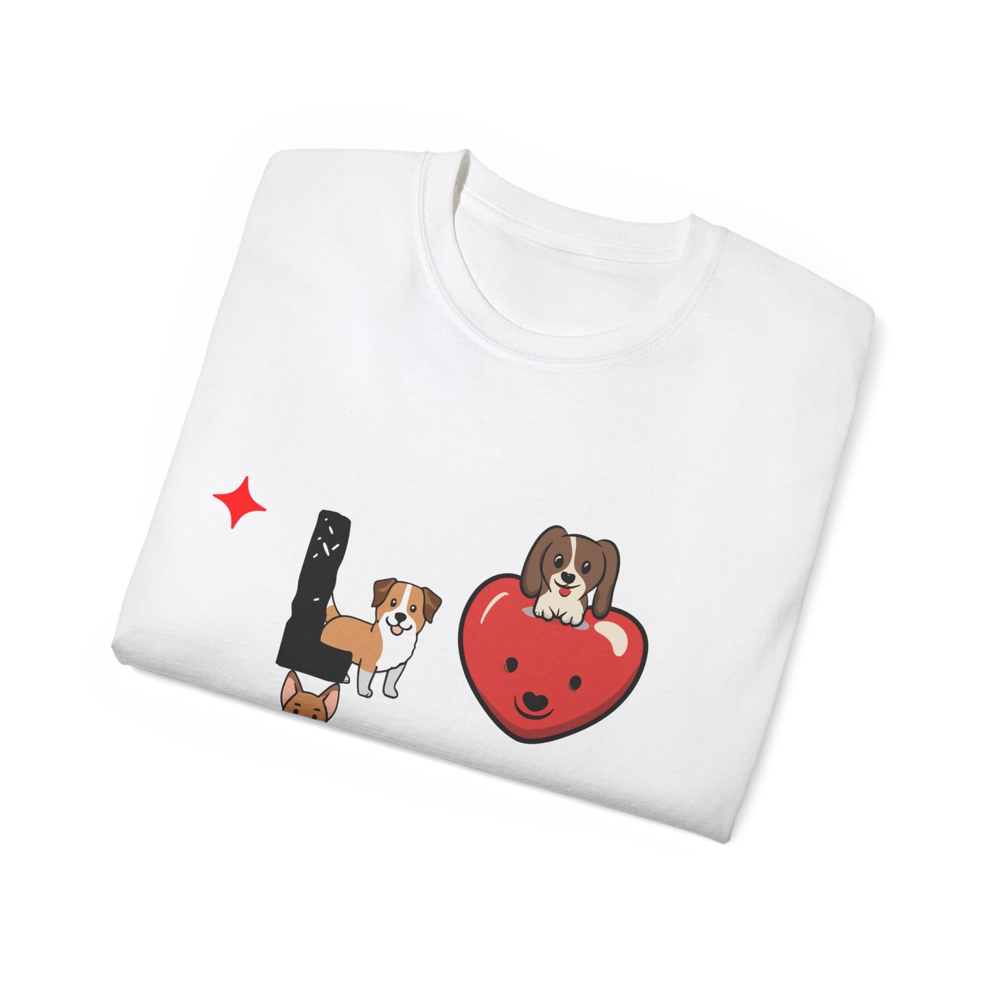 Cute Dog Cartoon Valentine's Day Love Unisex Organic T-Shirt