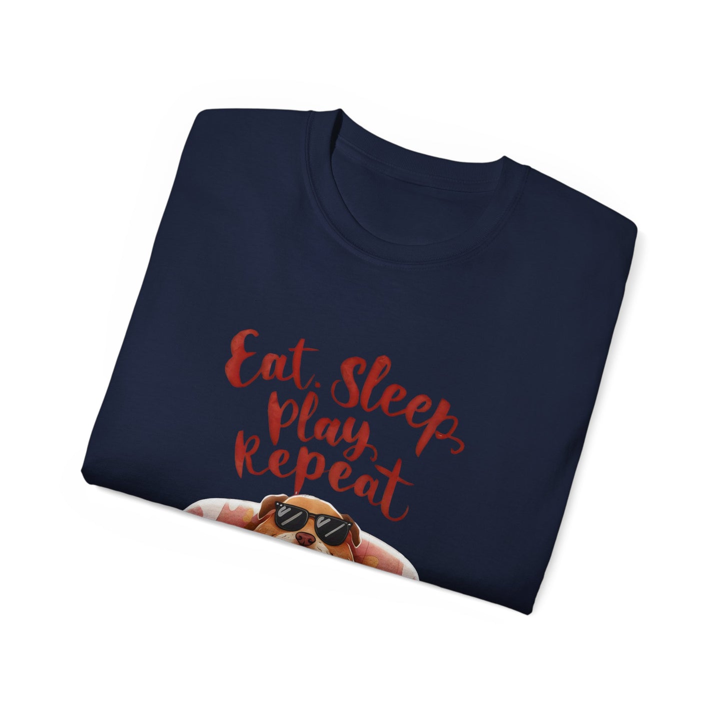 Cute Dog Cartoon Eat Sleep Play Repeat Meme Unisex Organic T-Shirt