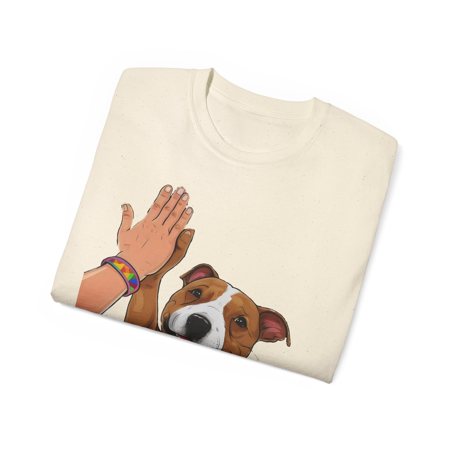 Cute Funny Cartoon Staffordshire Bull Terrier Unisex Organic T-Shirt