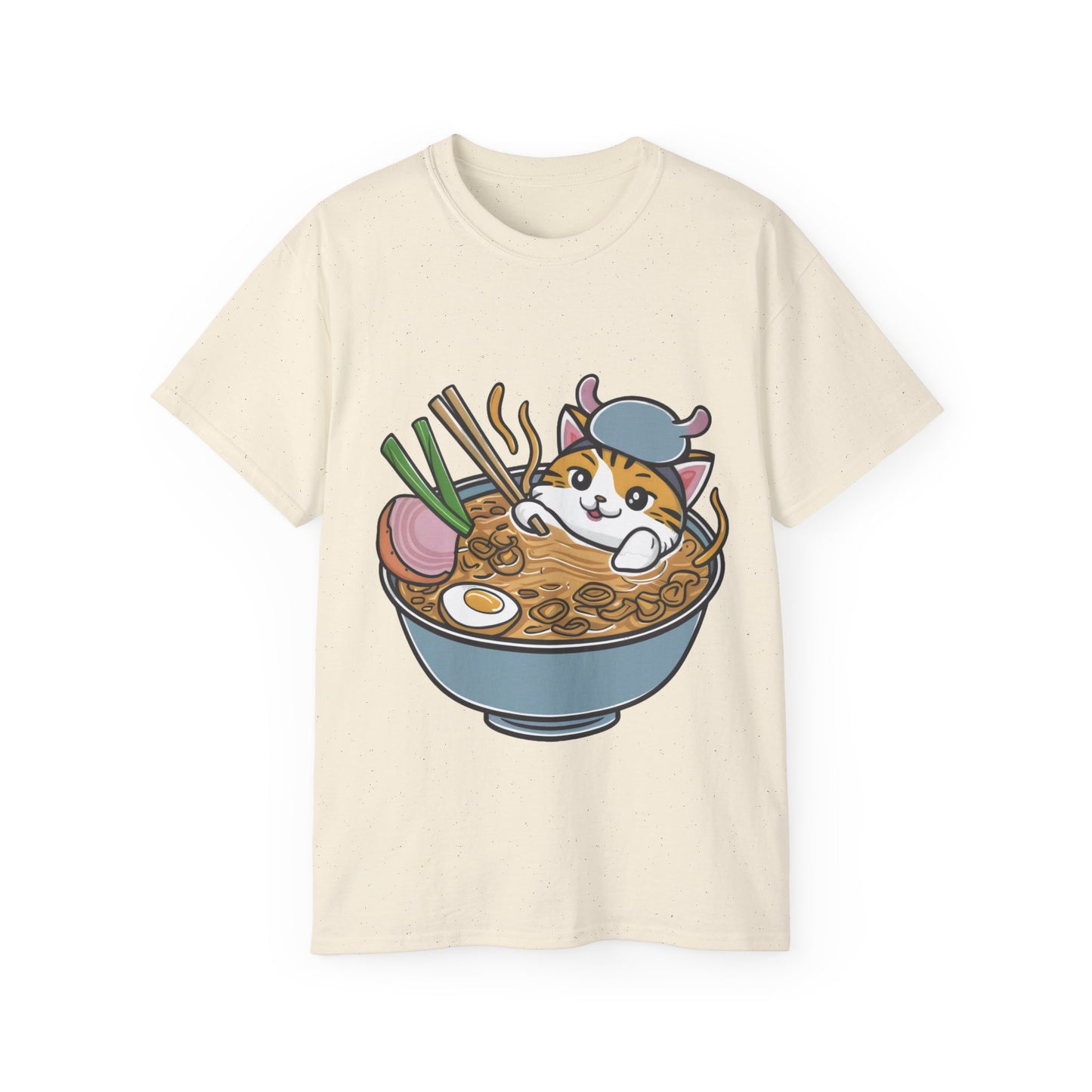 Cute Cartoon Cat Ramen Unisex Organic T-Shirt