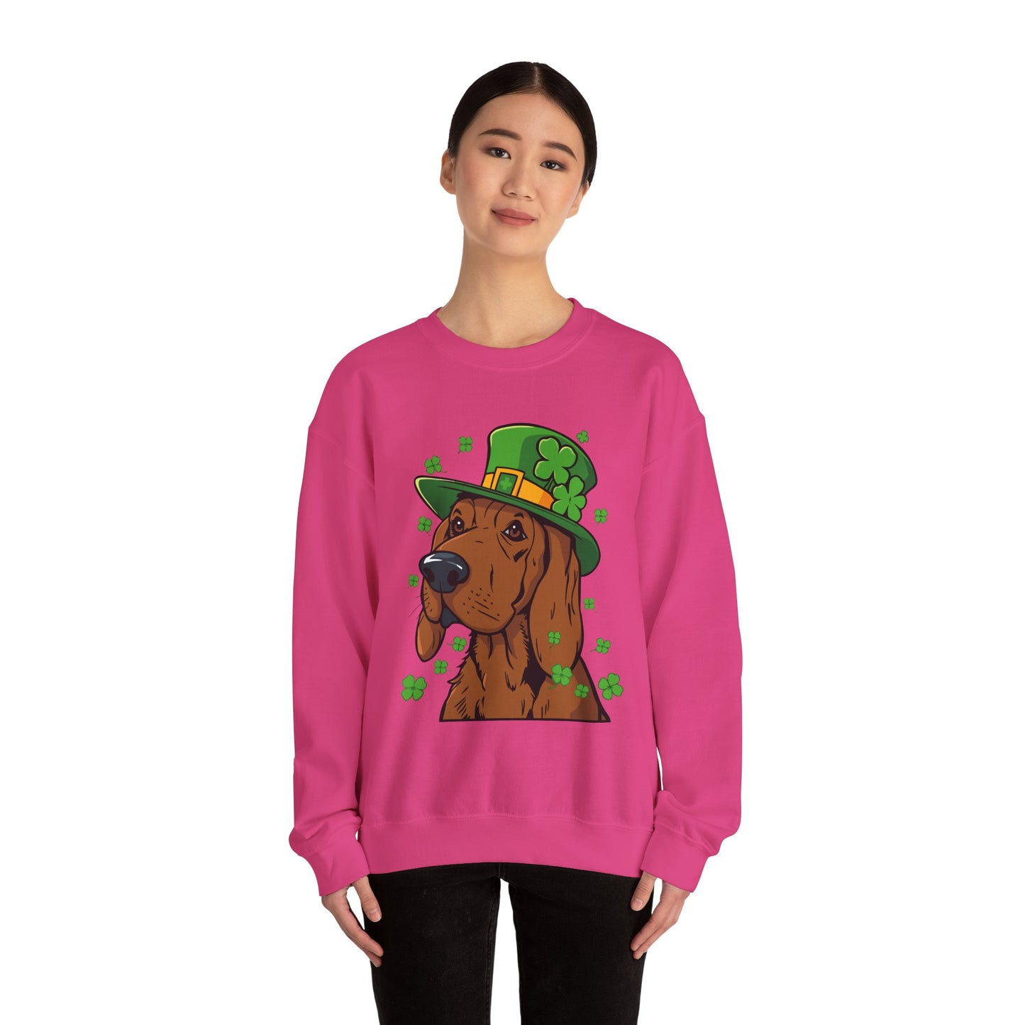 Cute Cartoon Shamrock Bloodhound St Patrick's Day Sweatshirt