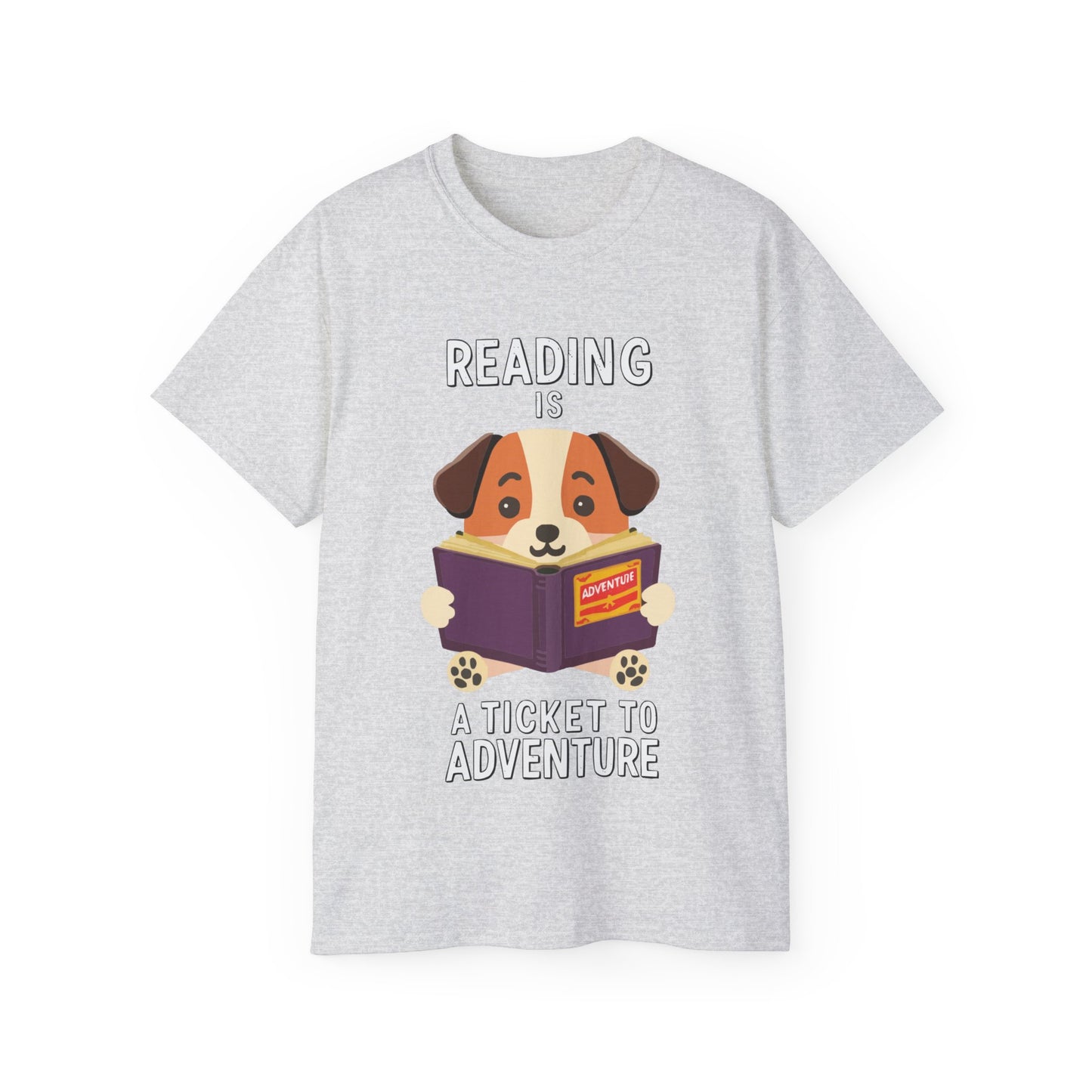 Cute Cartoon Reading is a Ticket to Adventure Unisex Organic T-Shirt