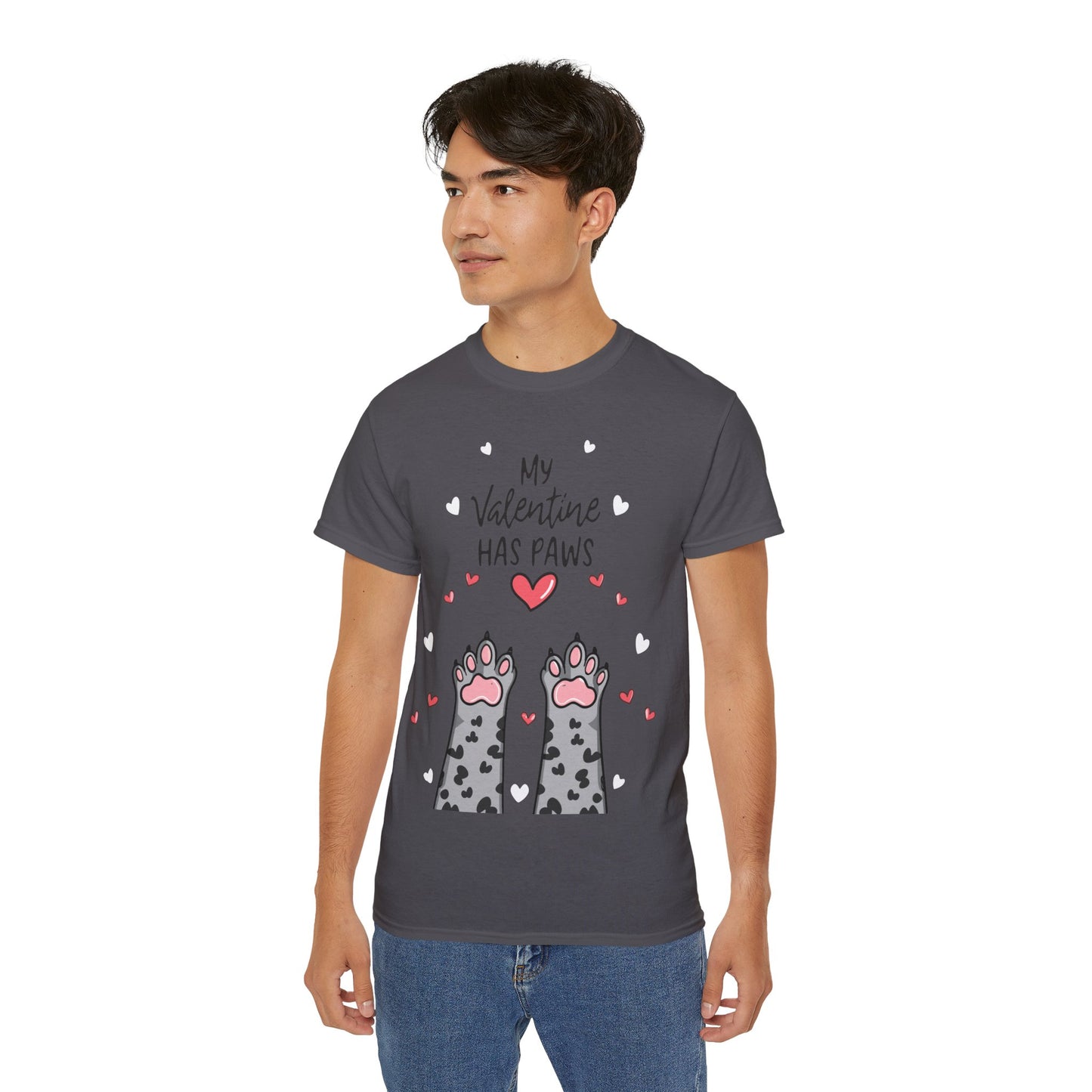 Cute Funny My Valentine Has Paws Unisex Organic T-Shirt