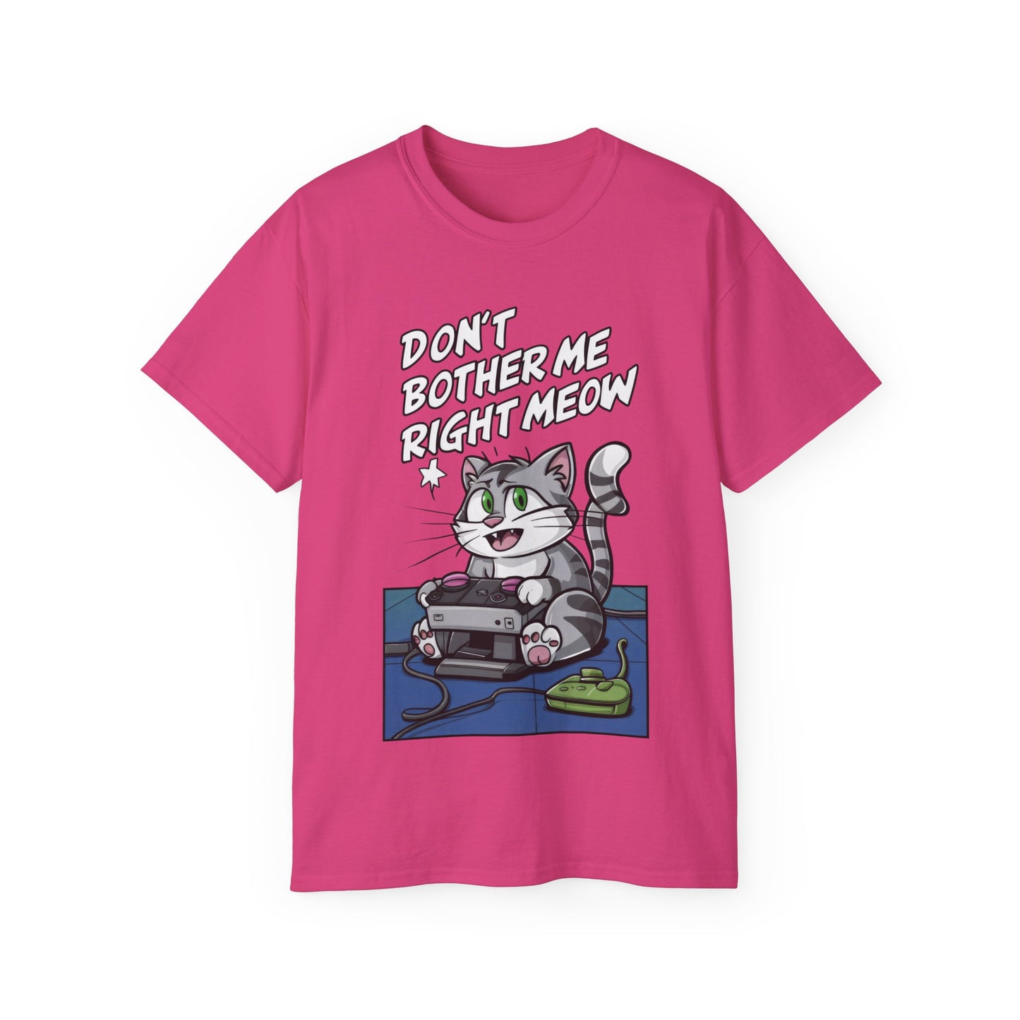 Cute Cat Cartoon Don't Bother Me Right Meow Unisex Organic T-Shirt