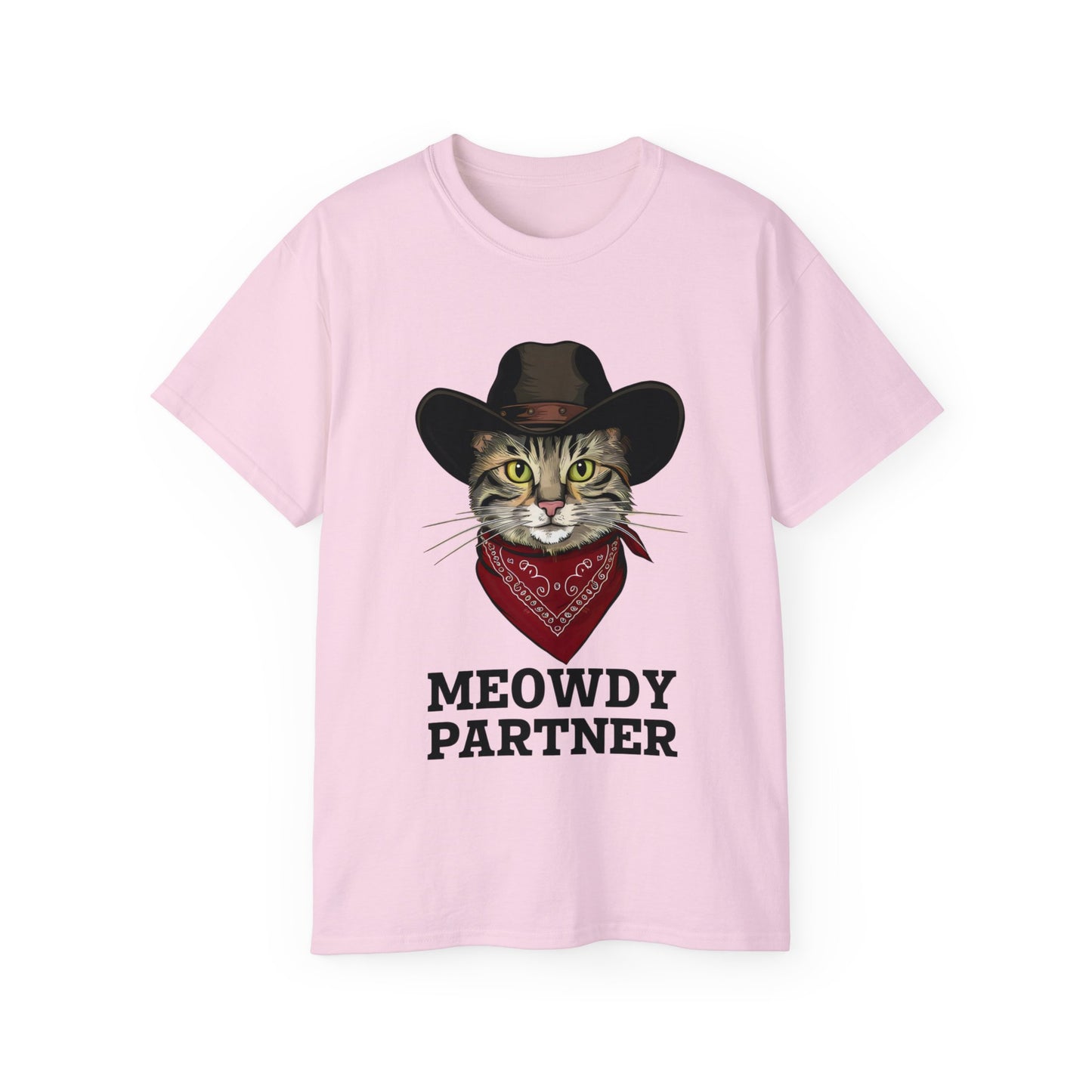 Cute Cat Cartoon Meowdy Partner Unisex Organic T-Shirt