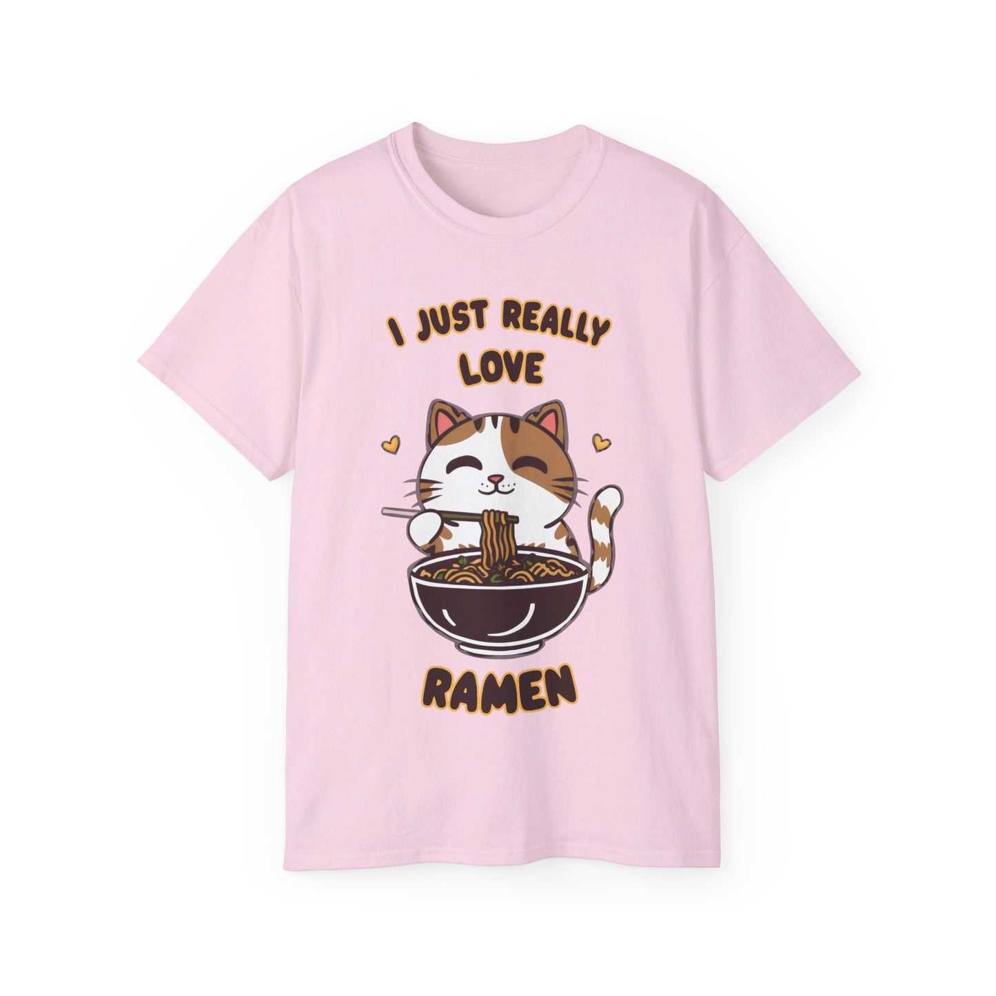 Cute Cat Cartoon I Just Really Love Ramen Unisex Organic T-Shirt