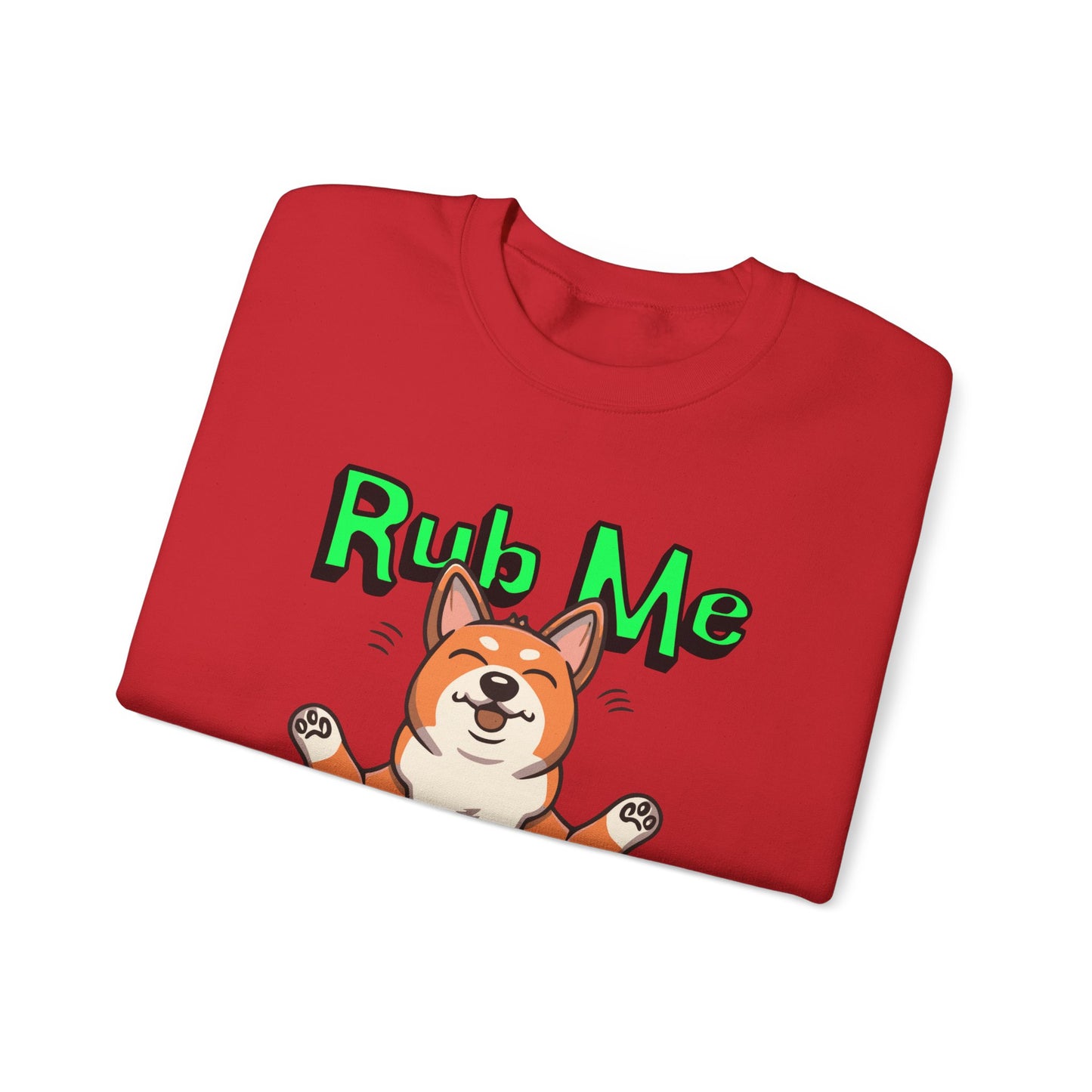 Cute Dog Cartoon St Patrick's Day Rub Me for Luck Crewneck Sweatshirt