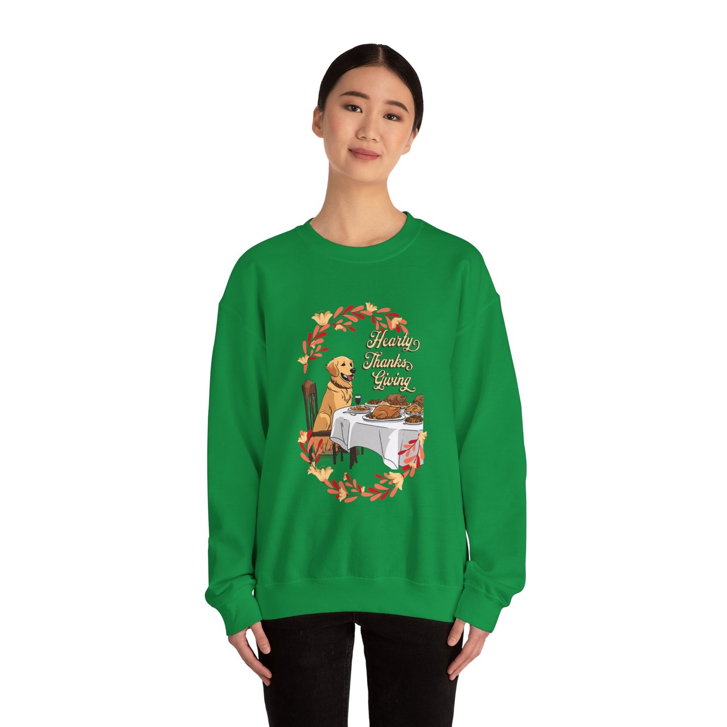 Golden Retriever Hearty Thanksgiving Unisex Crewneck Sweatshirt