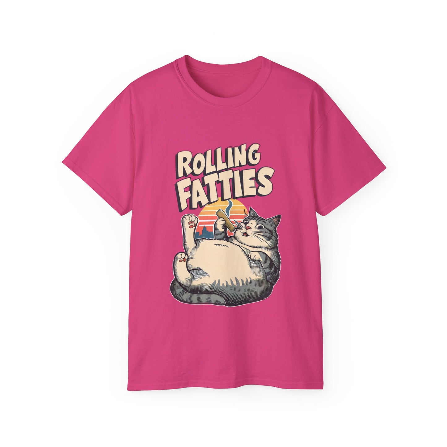 Cute Cat Cartoon Rolling Fatties Unisex Organic T-Shirt