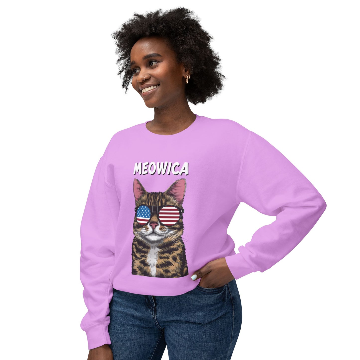 Cat Meme Crewneck Sweatshirt - Cute Meowica Design