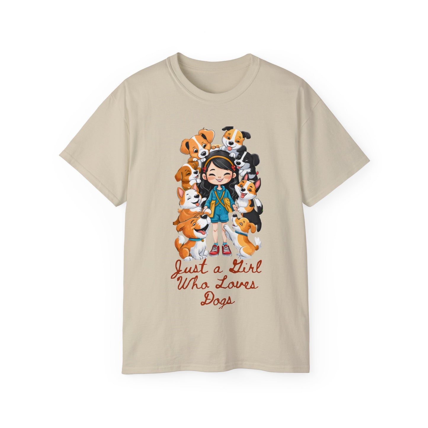 Cute Cartoon Just a Girl Who Loves Dogs Organic T-Shirt