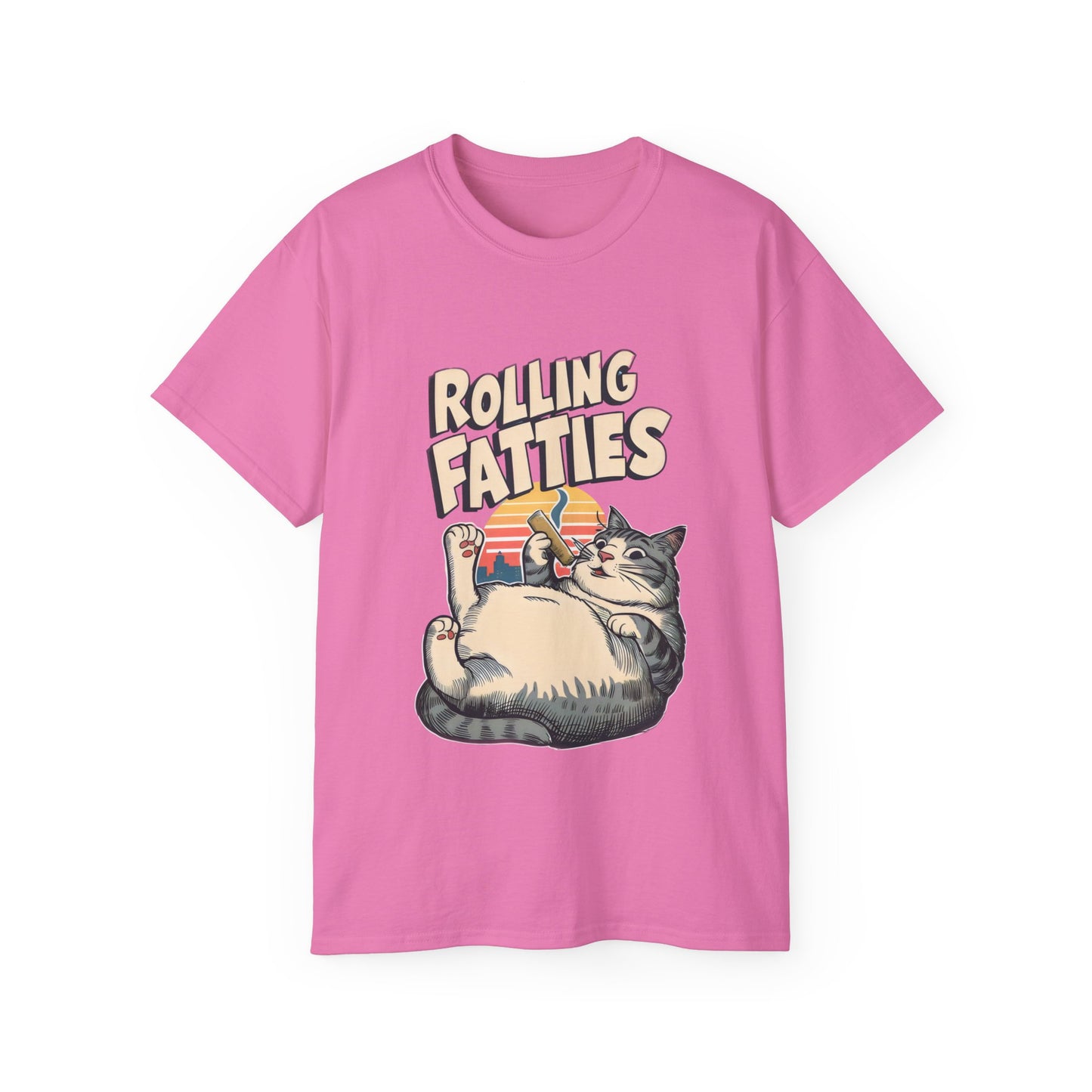 Cute Cat Cartoon Rolling Fatties Unisex Organic T-Shirt