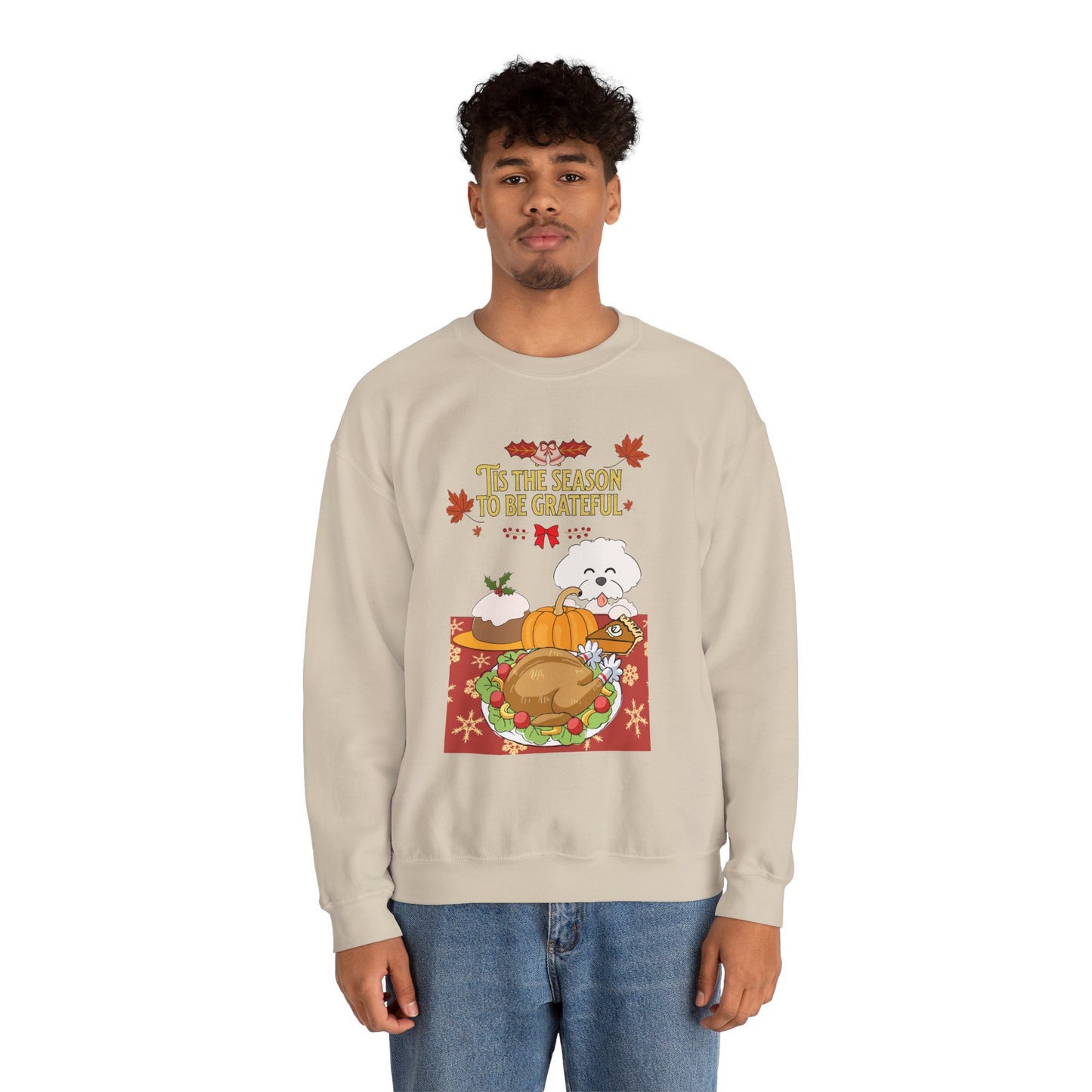 Tis the Season to be Grateful Thanksgiving Unisex Crewneck Sweatshirt