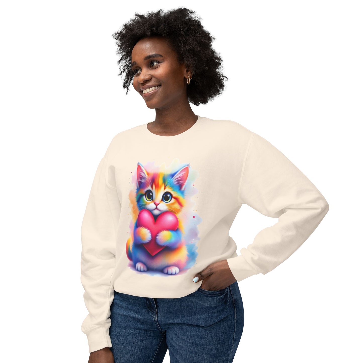 Rainbow Cat Heart Sweatshirt