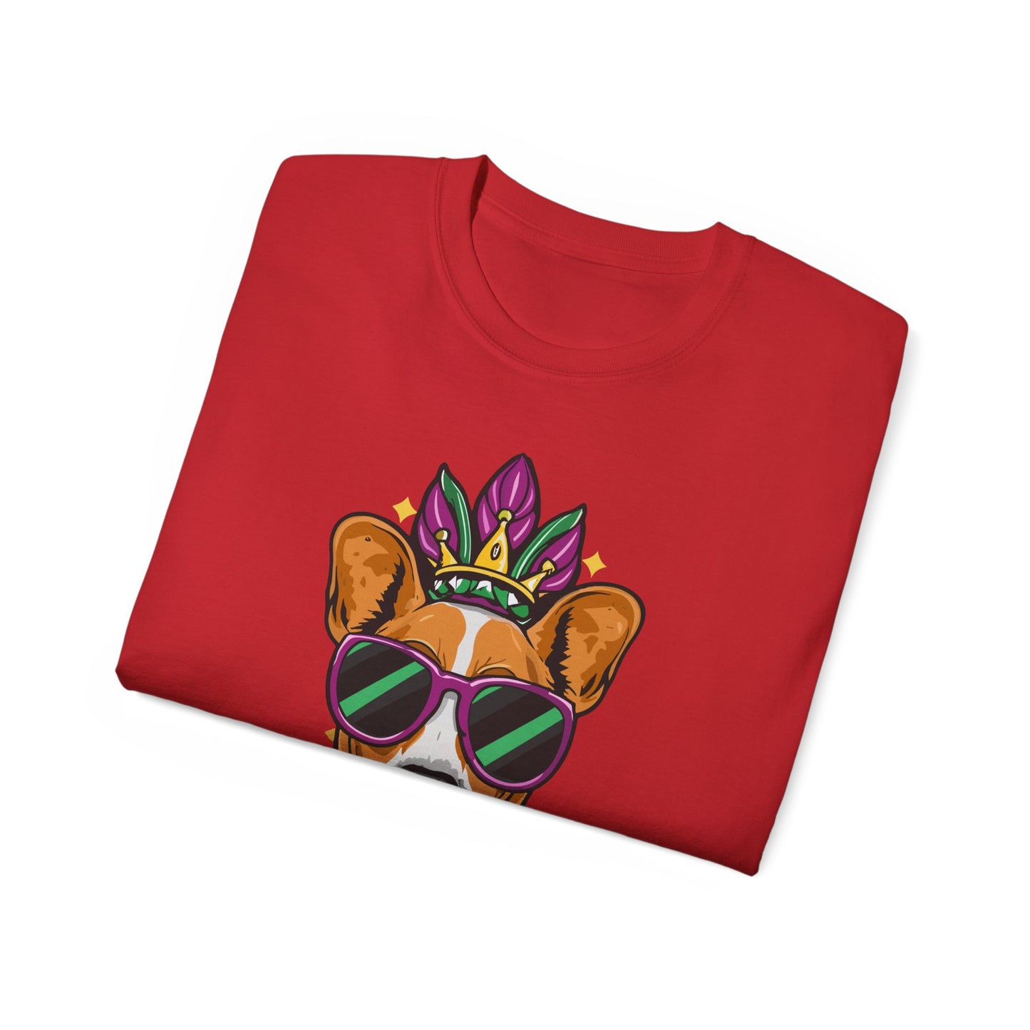 Cute Funny Dog Cartoon Too Cool for Mardi Gras Unisex Organic T-Shirt