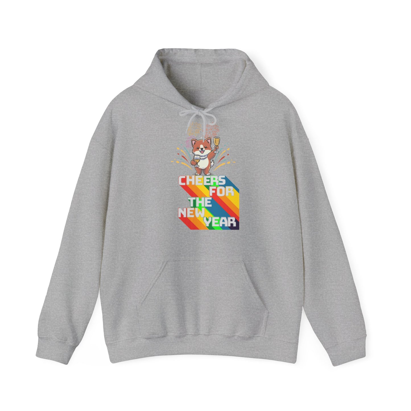 Cute Cartoon Pomeranian Cheers for the New Year Unisex Hooded Sweatshirt