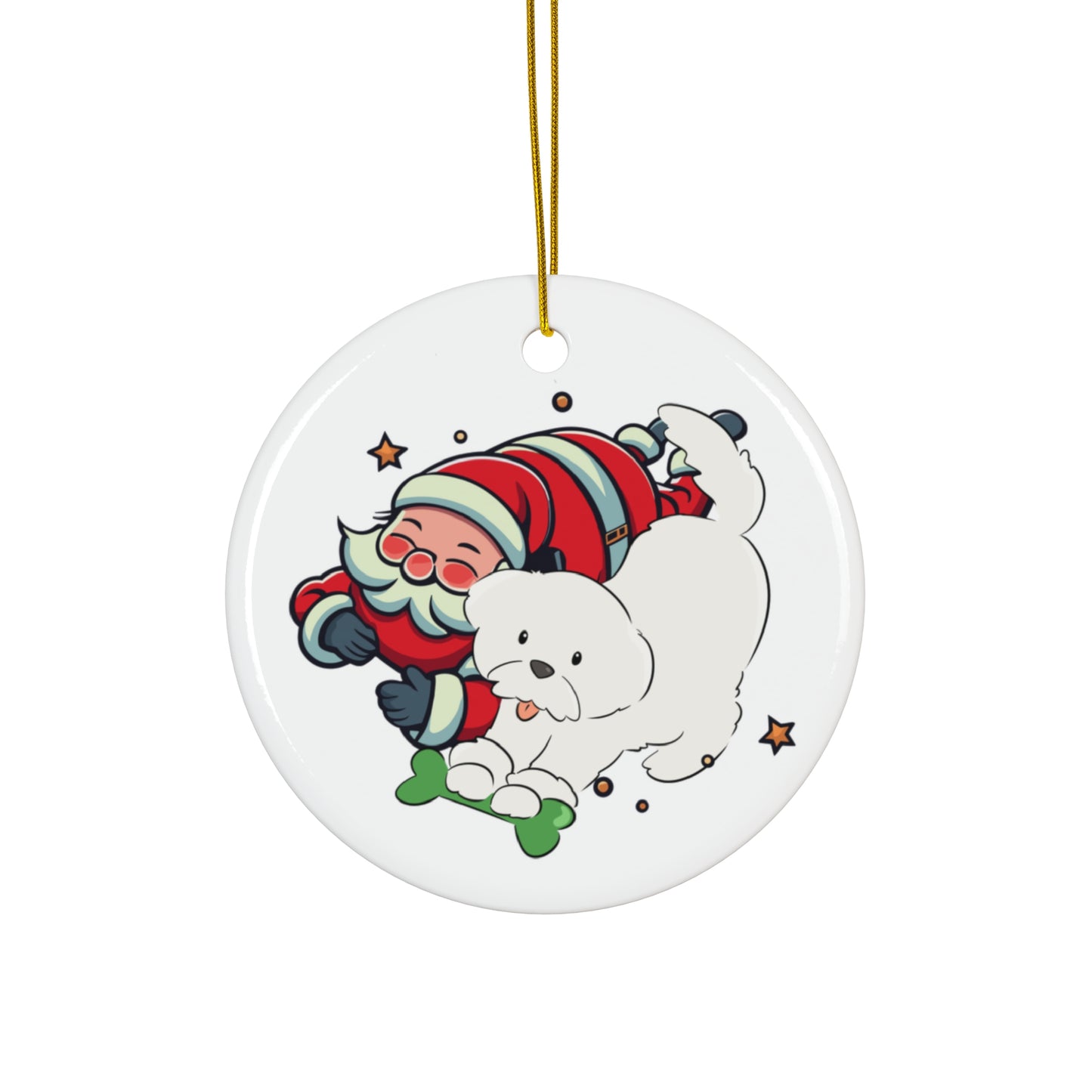 Cheeky Bichon Christmas Ceramic Ornament, 4 Shapes