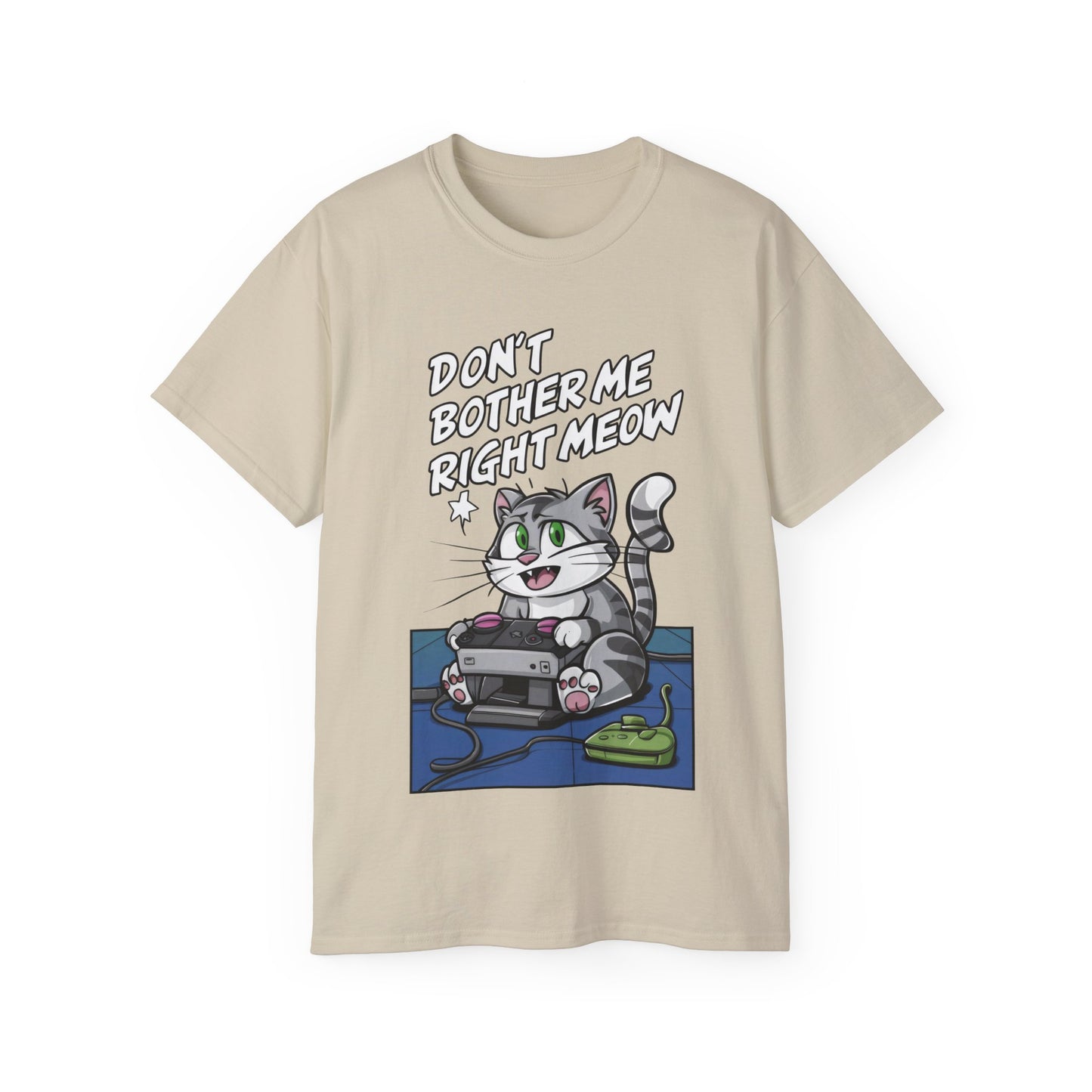 Cute Cat Cartoon Don't Bother Me Right Meow Unisex Organic T-Shirt