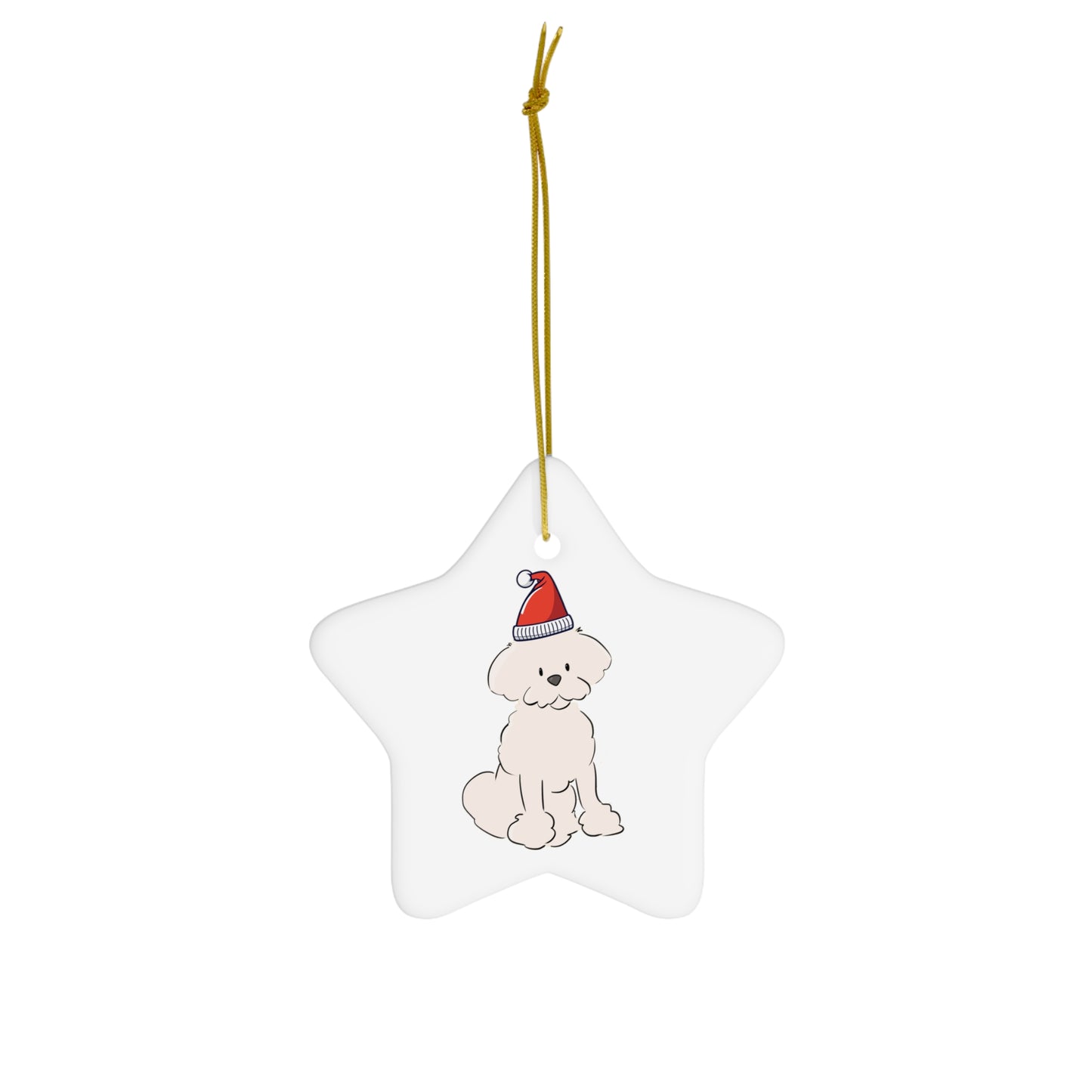 Cheeky Bichon Christmas Ceramic Ornament, 4 Shapes