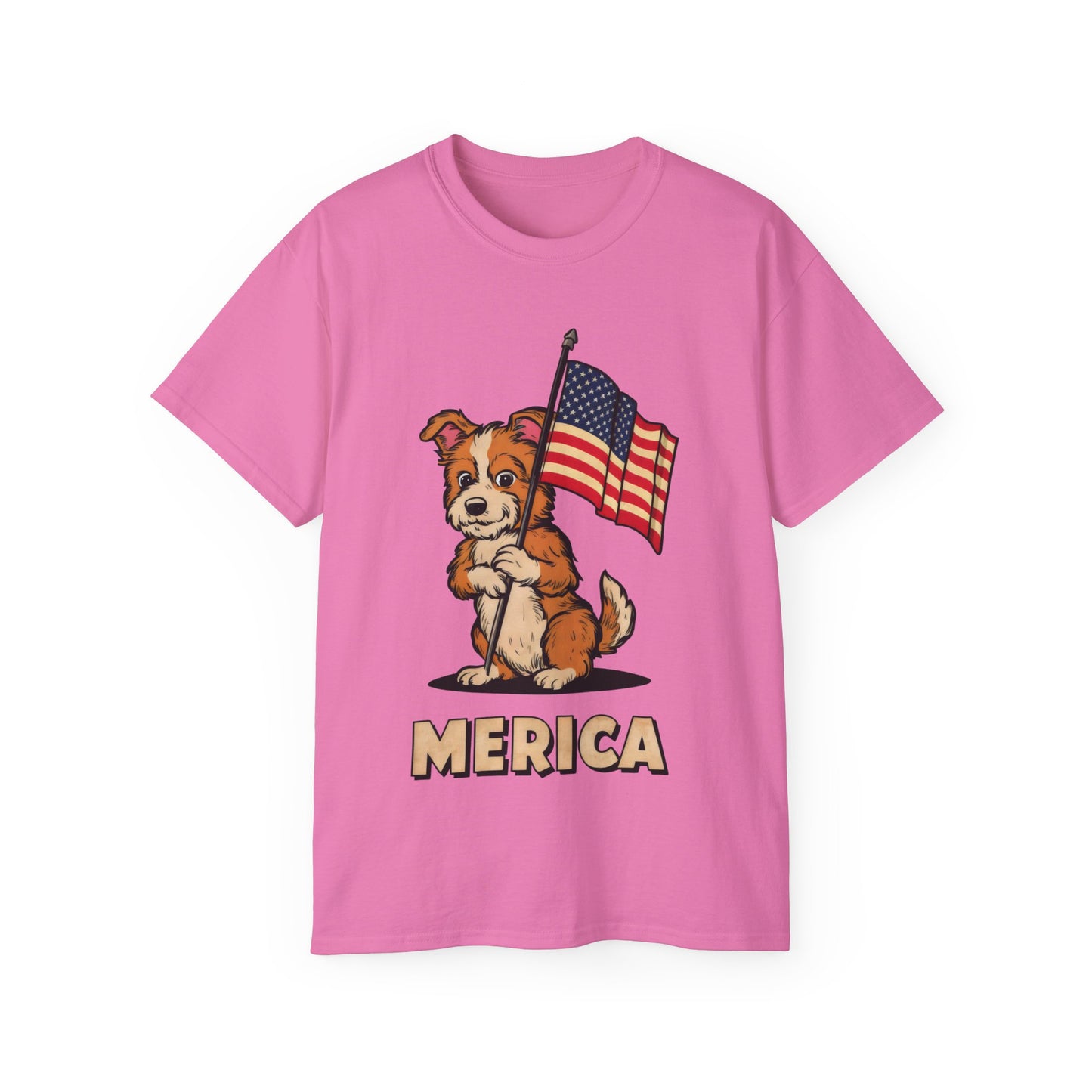 Cute Dog Cartoon Fourth of July Merica Organic T-Shirt