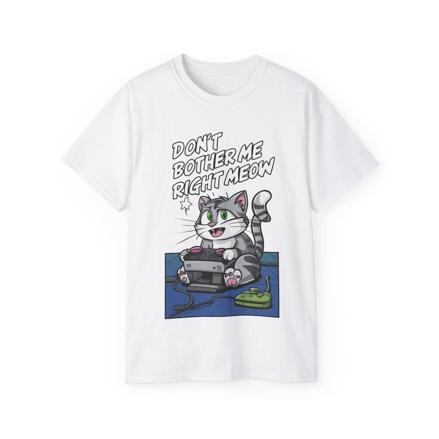 Cute Cat Cartoon Don't Bother Me Right Meow Unisex Organic T-Shirt