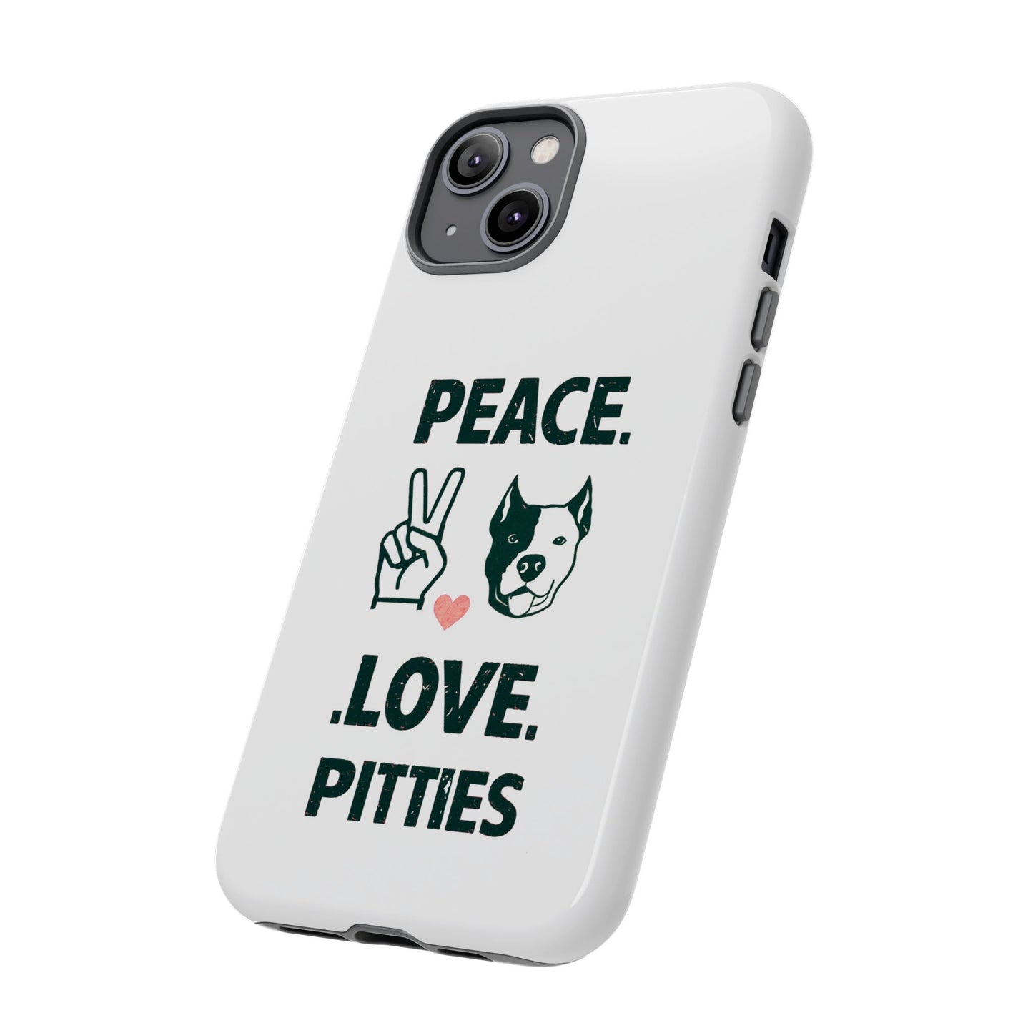 Cute Dog Cartoon Peace Love Pitties iPhone Tough Cases