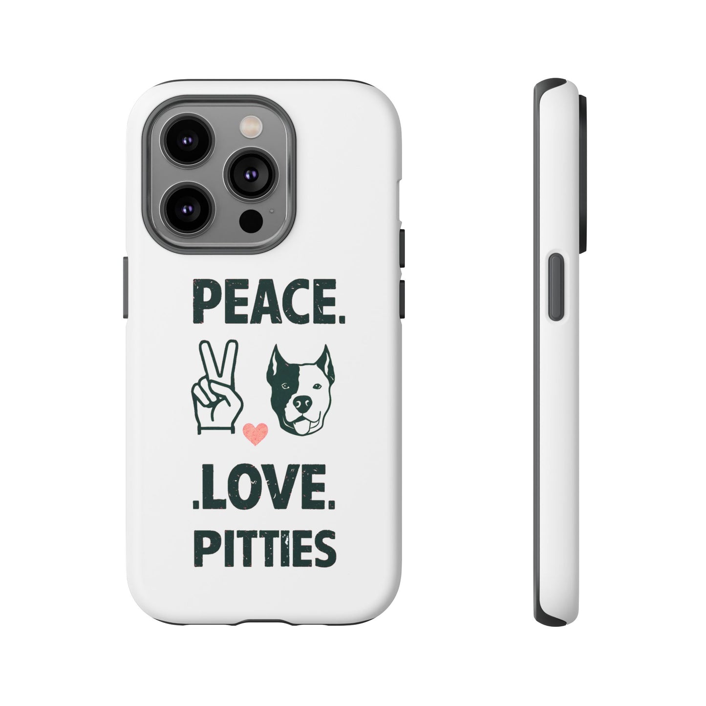 Cute Dog Cartoon Peace Love Pitties iPhone Tough Cases