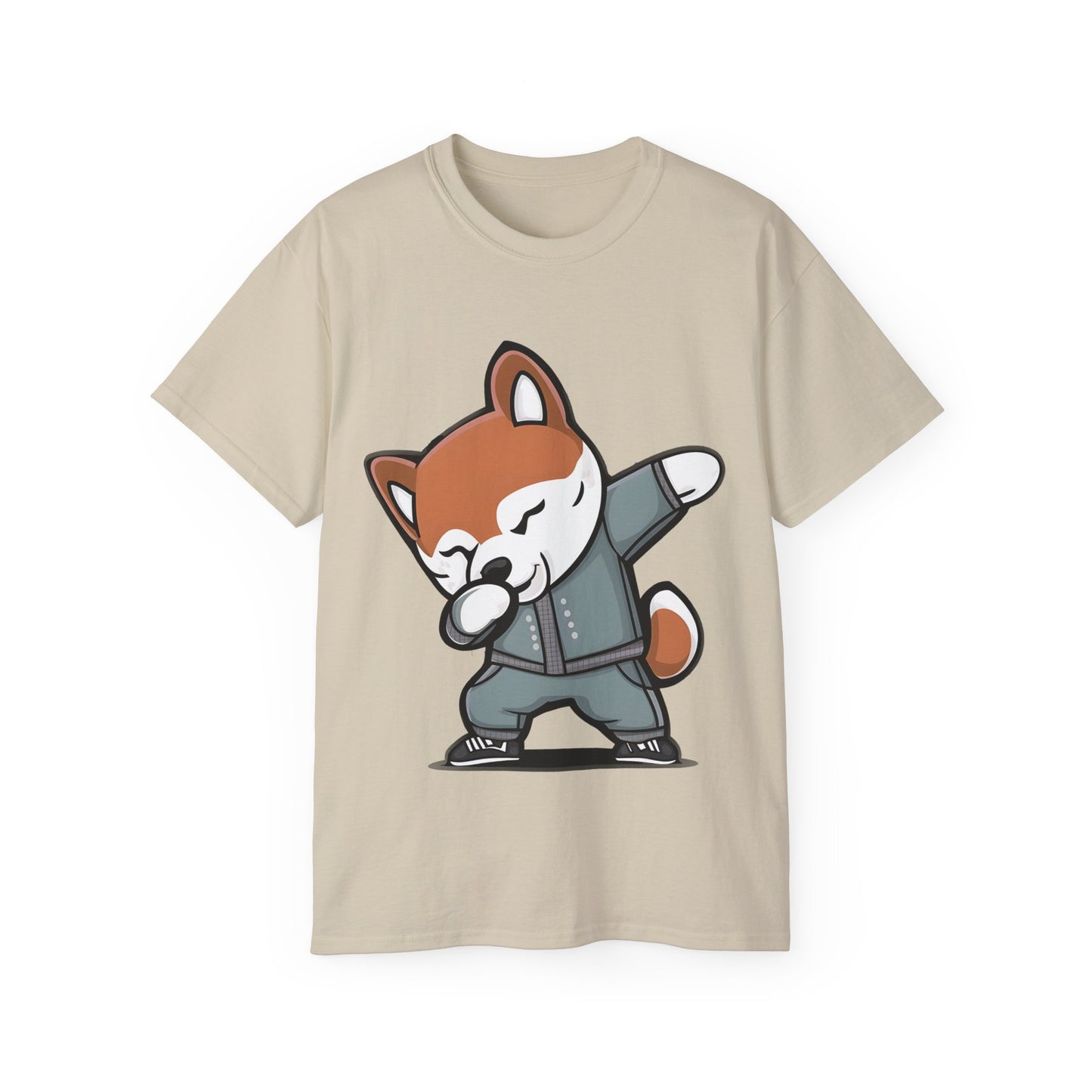 Cute Dog Cartoon Dabbing Shiba Unisex Organic T-Shirt