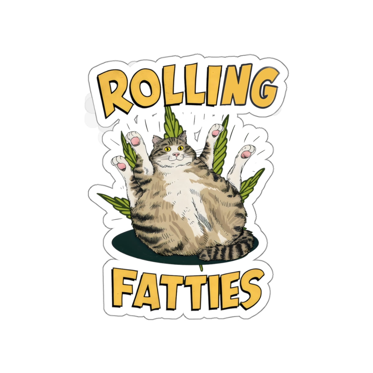 Cat Cartoon Rolling Fatties Stickers