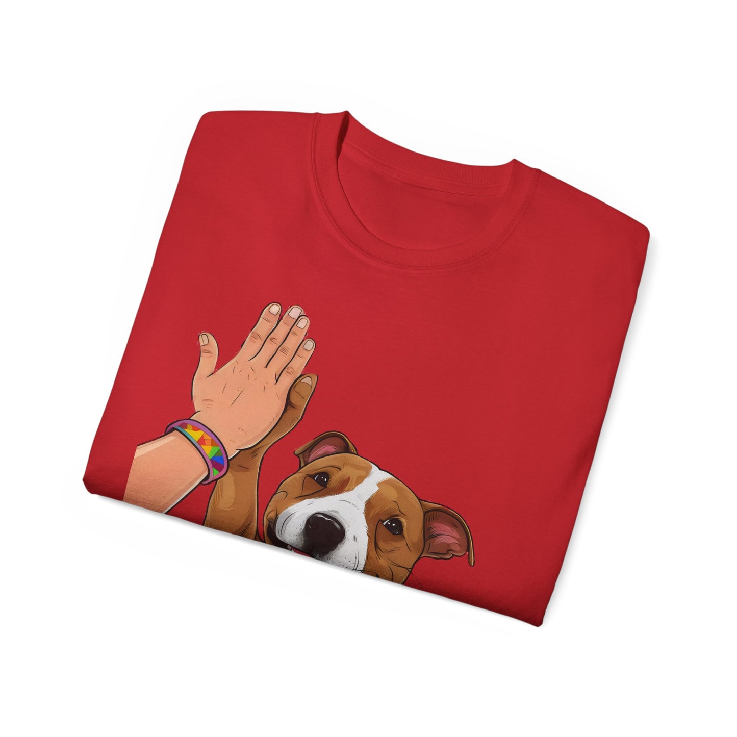 Cute Funny Cartoon Staffordshire Bull Terrier Unisex Organic T-Shirt