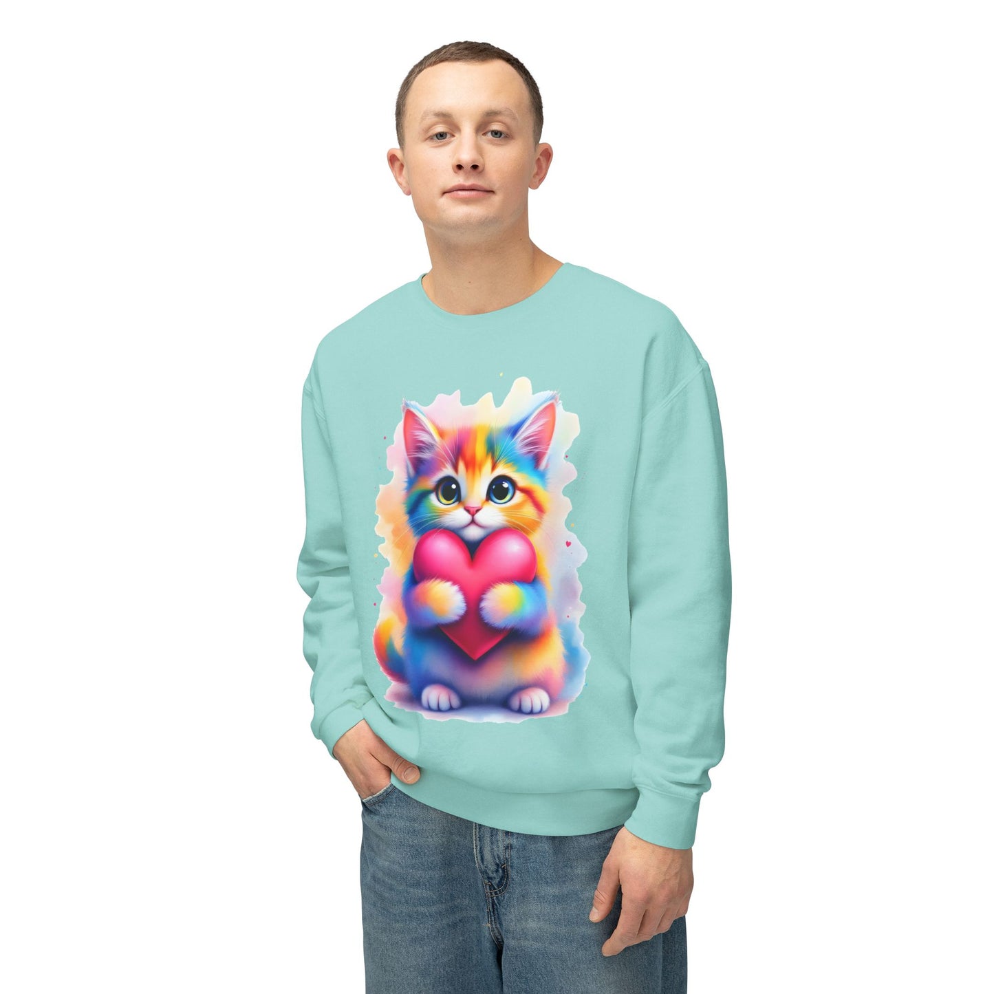 Rainbow Cat Heart Sweatshirt