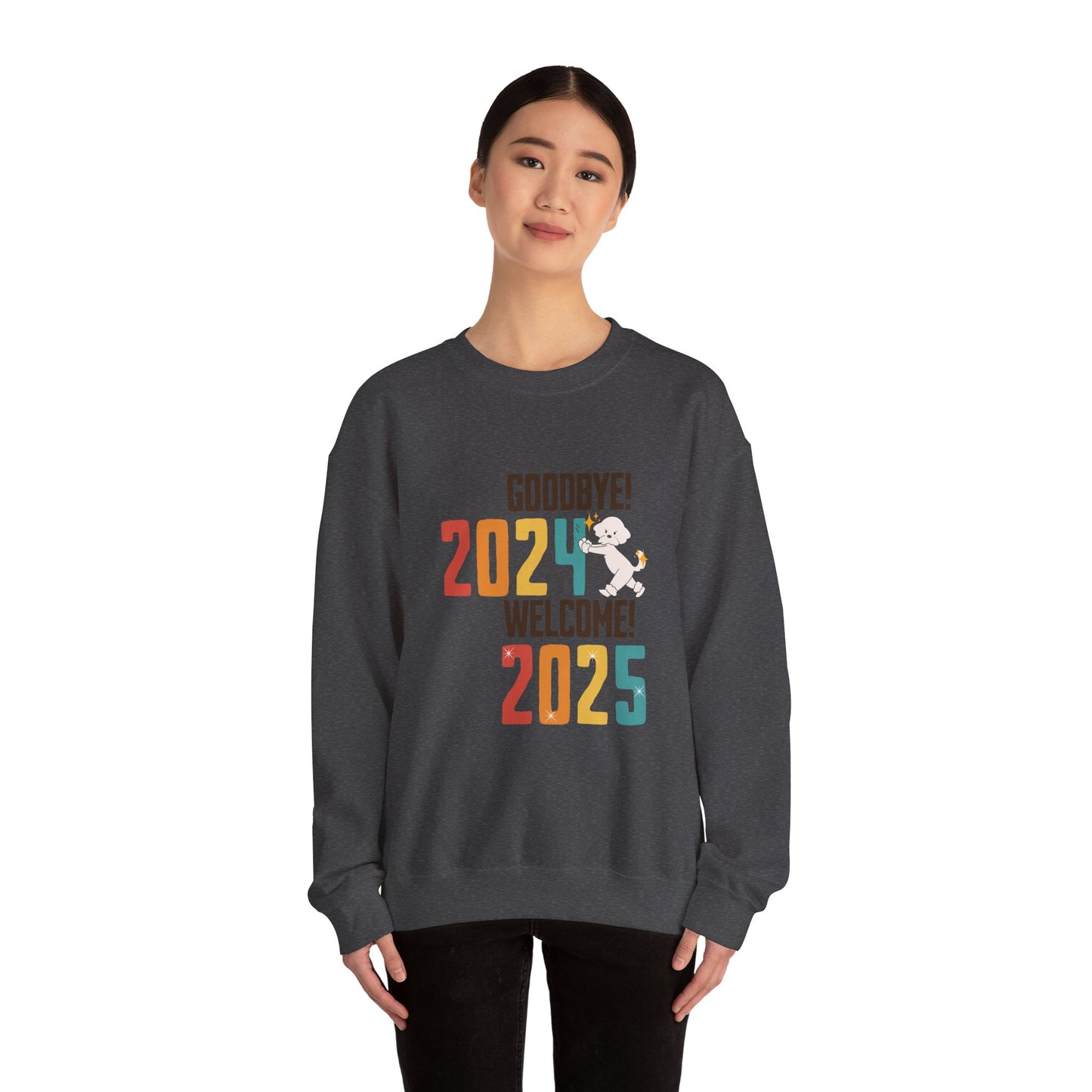 Cheeky Bichon Cute Funny Goodbye 2024 Welcome 2025 Unisex Crewneck Sweatshirt