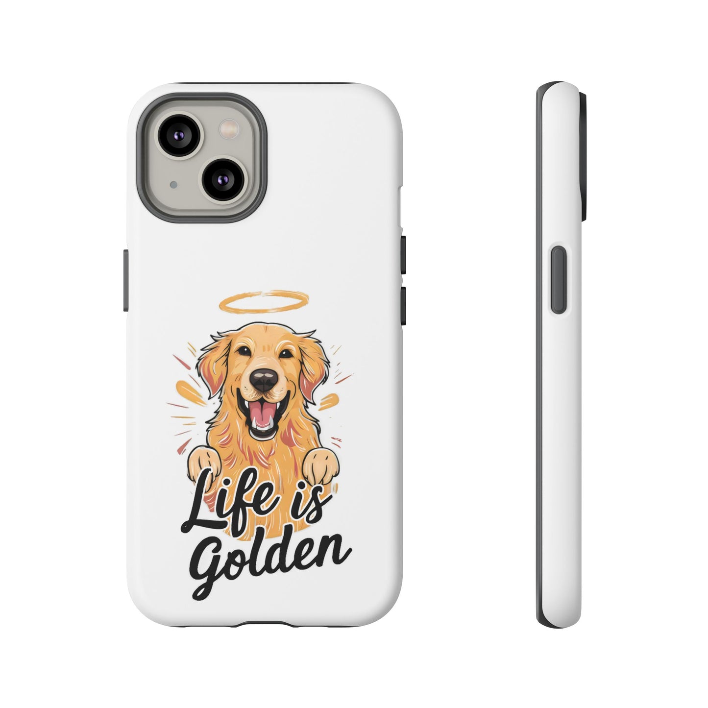 Cute Dog Cartoon Life is Golden iPhone Tough Cases