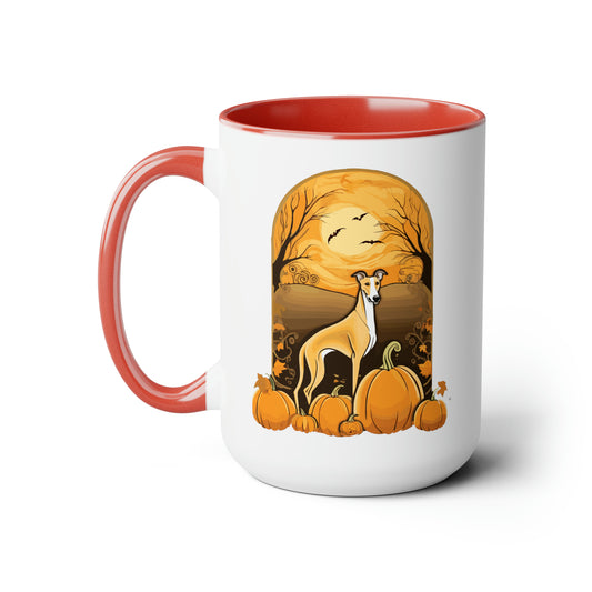 Greyhound Pumpkin Two-Tone Coffee Mugs, 15oz